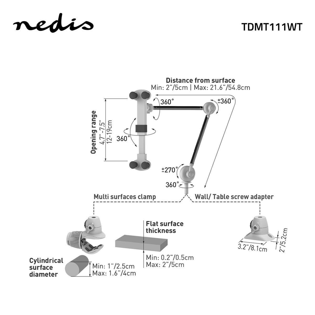 Support pour tablette | Universel | Interactif | Métal / Blanc