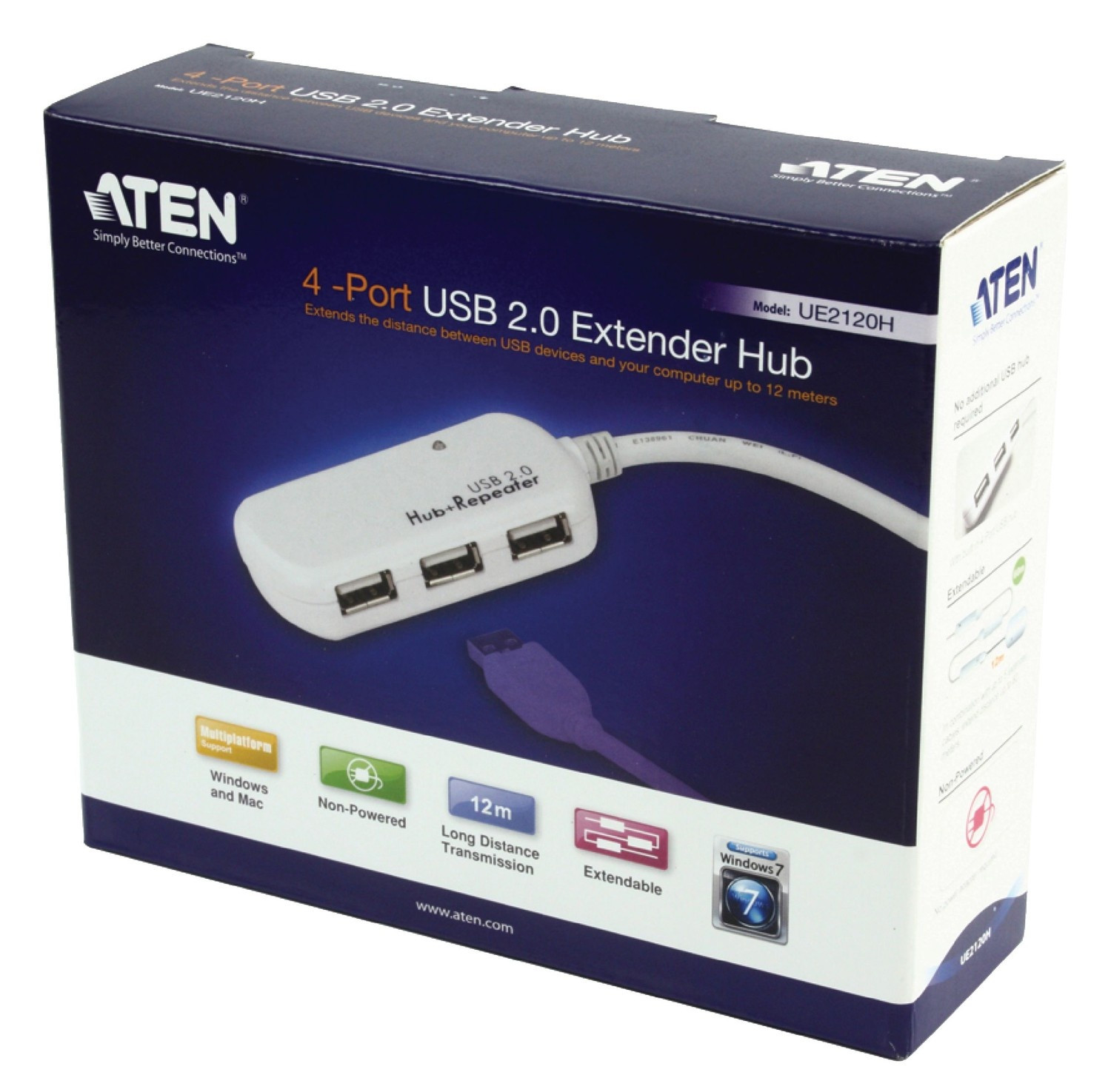 Hub extensor USB 2.0 de 4 portas 60m