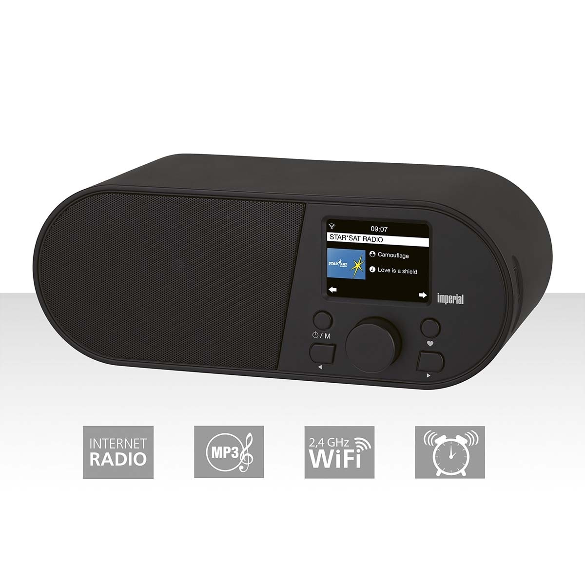 Rádio Internet i105 WLAN com display colorido de 2,4 polegadas Preto