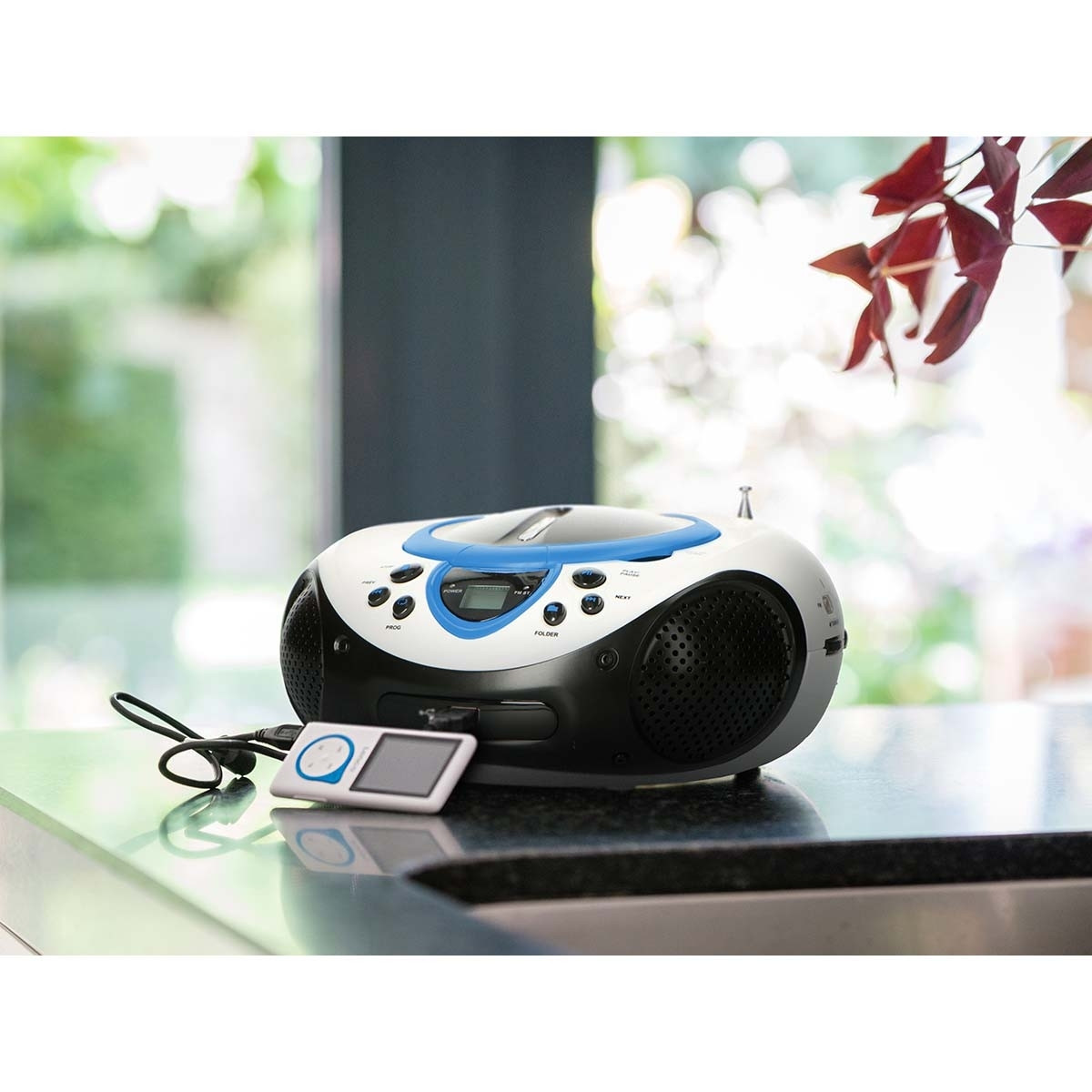 Radio FM portatile Lettore CD e USB Blu