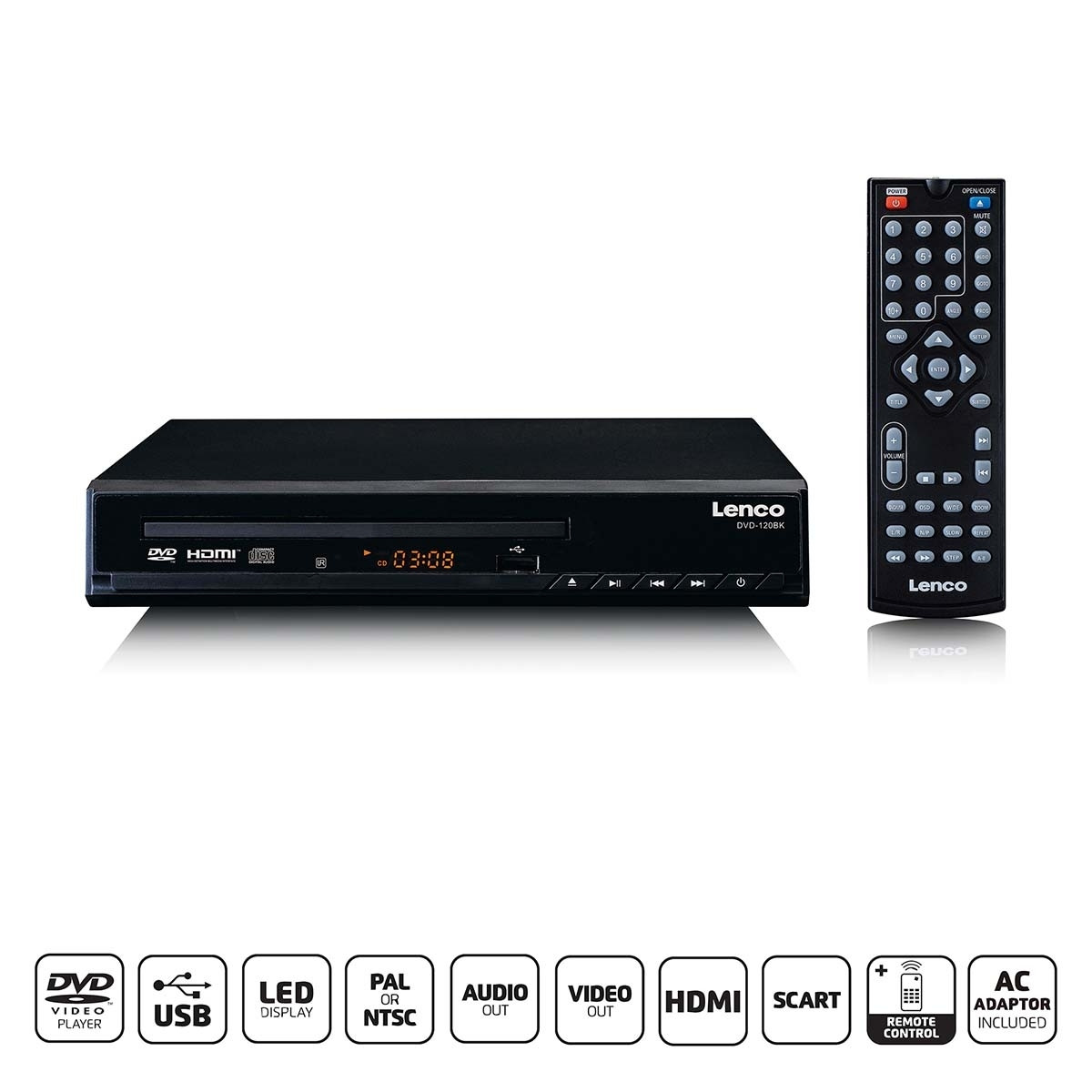 Lettore DVD con HDMI e telecomando Nero