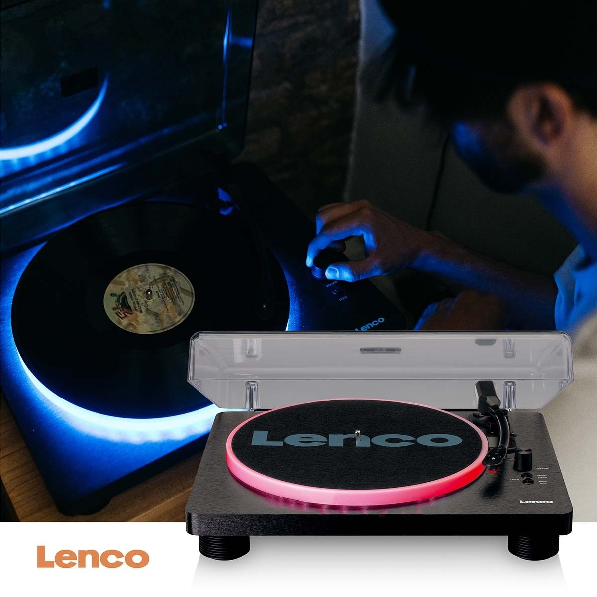 Tocadiscos con altavoces y luces codificados para PC