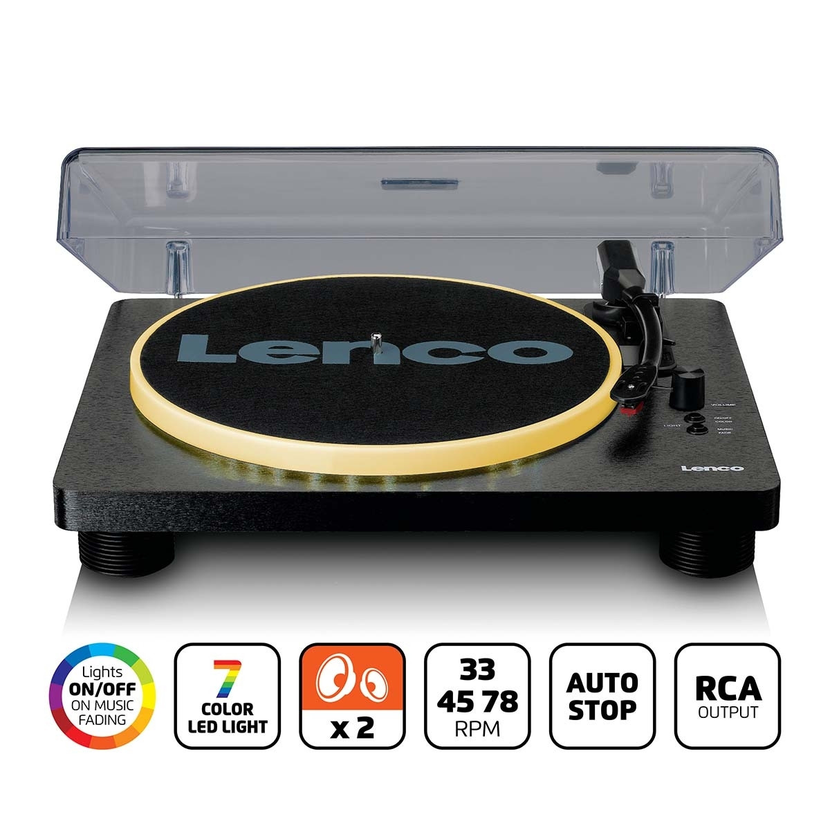Tocadiscos con altavoces y luces codificados para PC