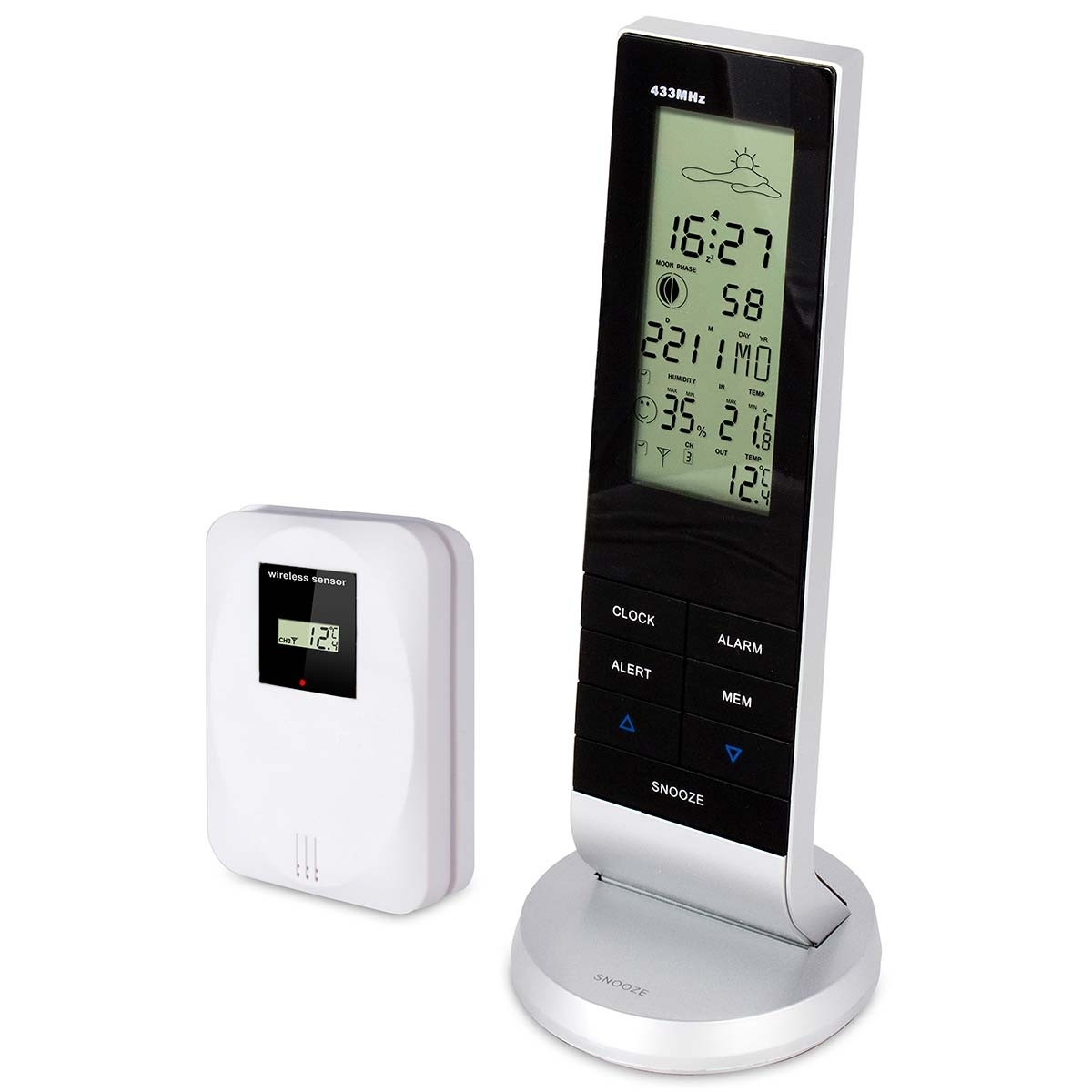 Weather station with wireless sensor Black / Silver