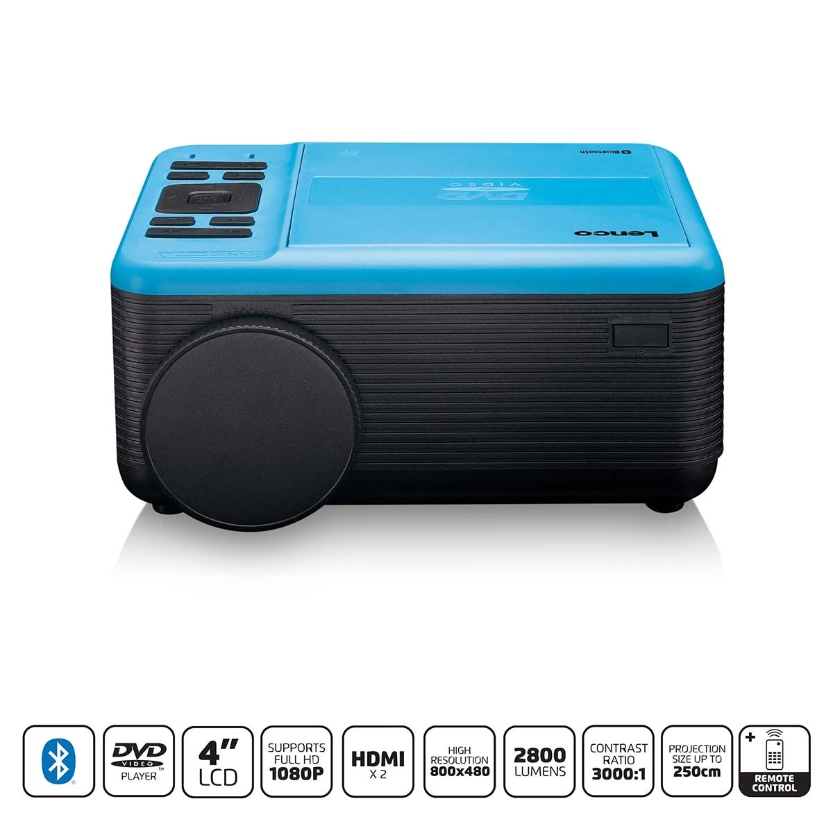 Projetor LCD com DVD player e Bluetooth® Azul