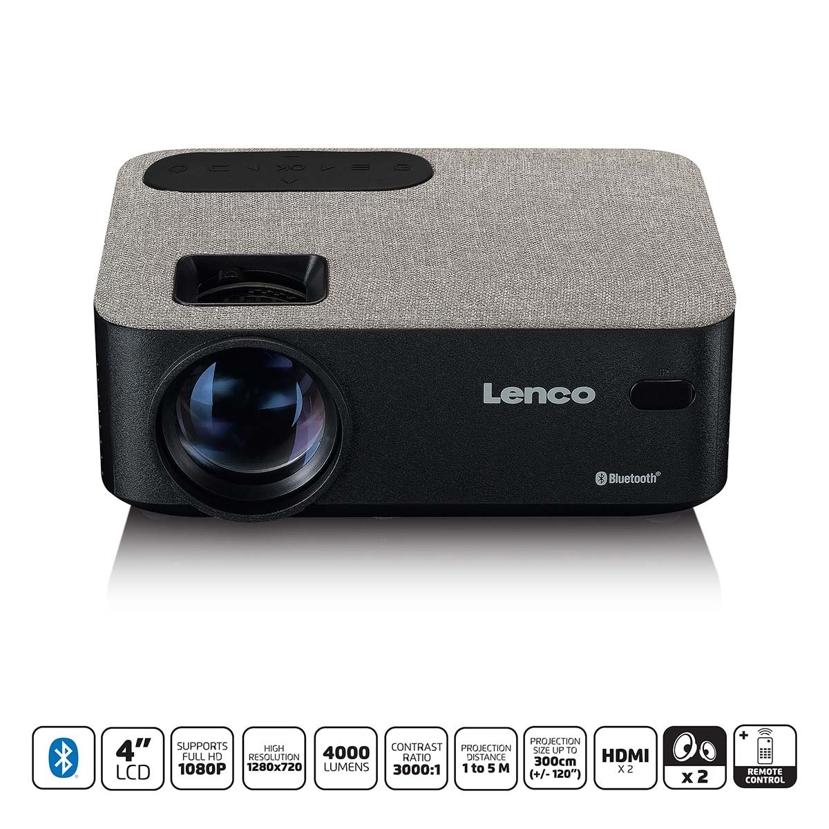 Projetor LCD HD 720P com Bluetooth Cinza