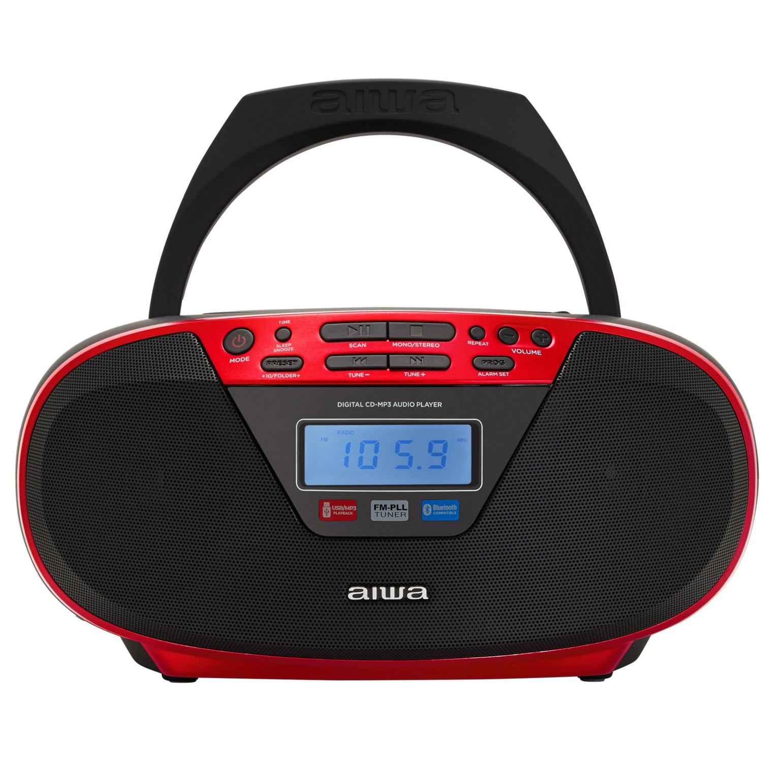 Rádio com leitor de CD e Bluetooth Vermelho
