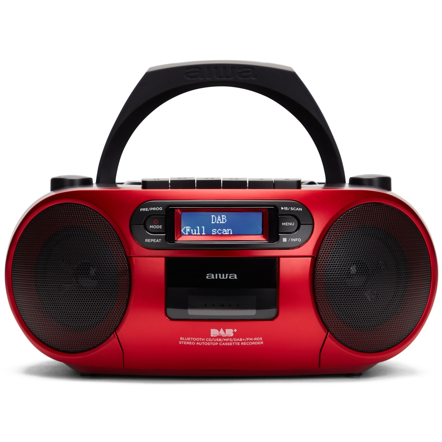 Radio con lettore CD, cassetta e Bluetooth Rosso