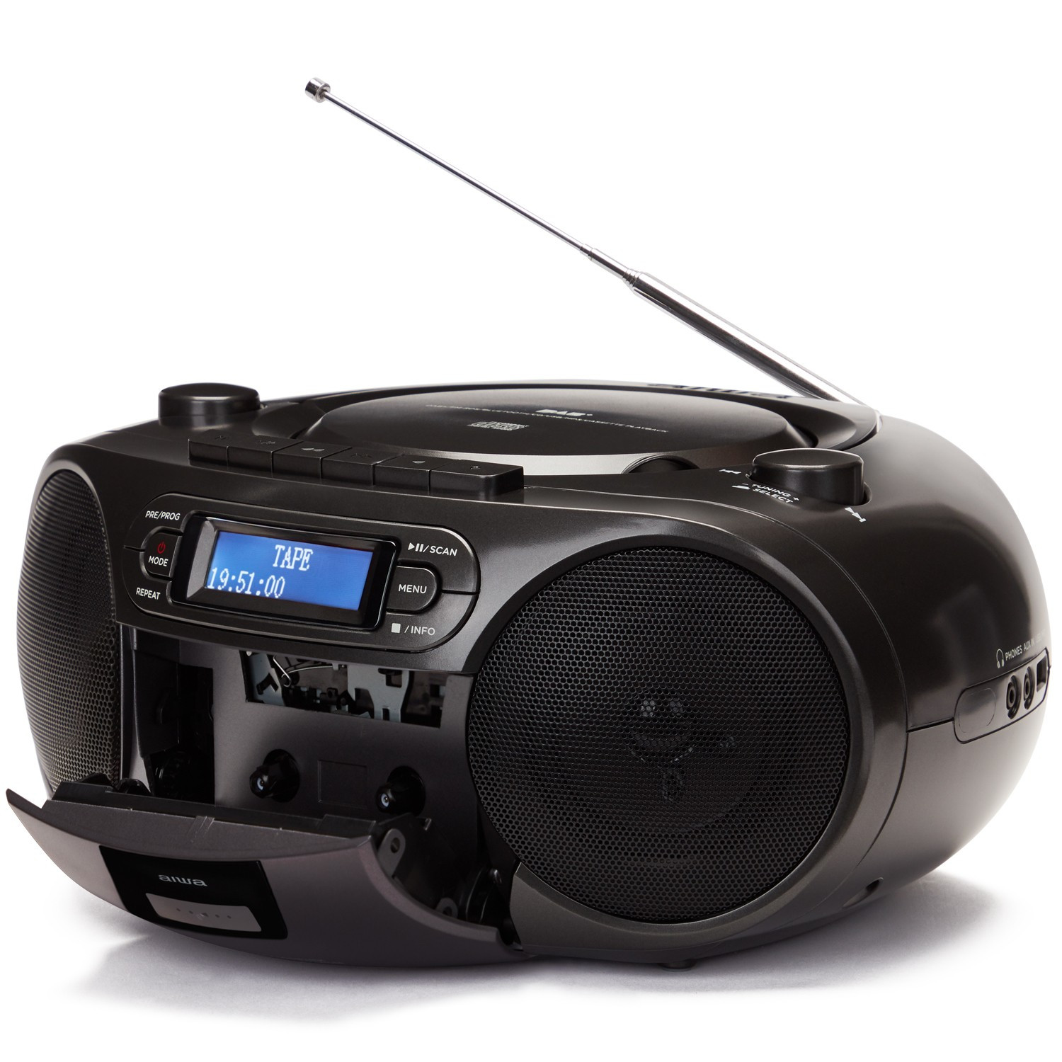 Radio con lettore CD, cassetta e Bluetooth nera