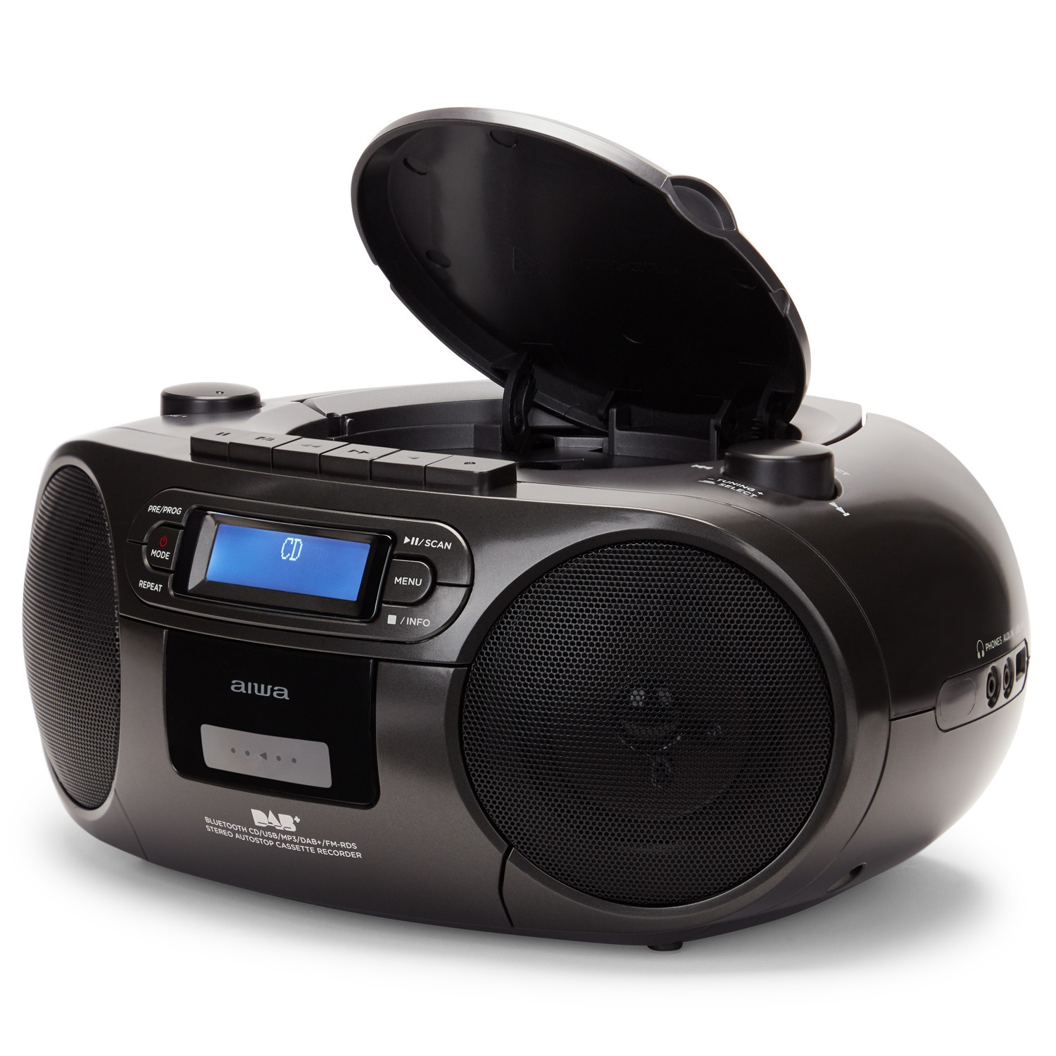 Radio con lettore CD, cassetta e Bluetooth nera