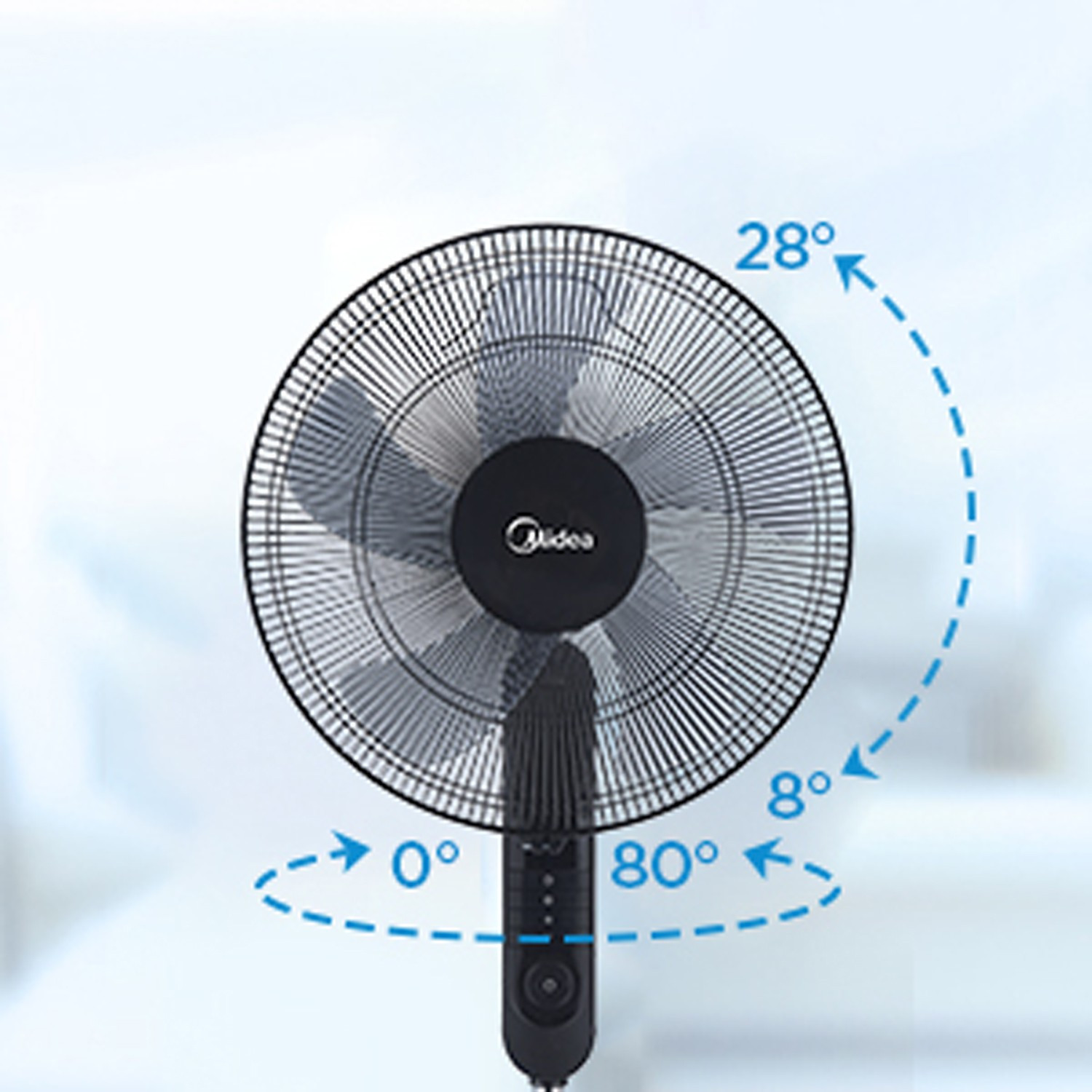 Ventilatore da pavimento 3 velocità e telecomando, nero