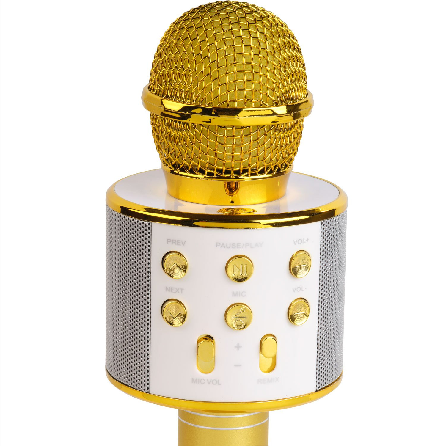 Bluetooth-karaokemicrofoon met ingebouwde luidspreker. Goud