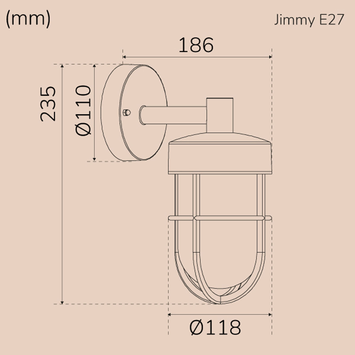 Jimmy Wall light E27 socket IP44 White
