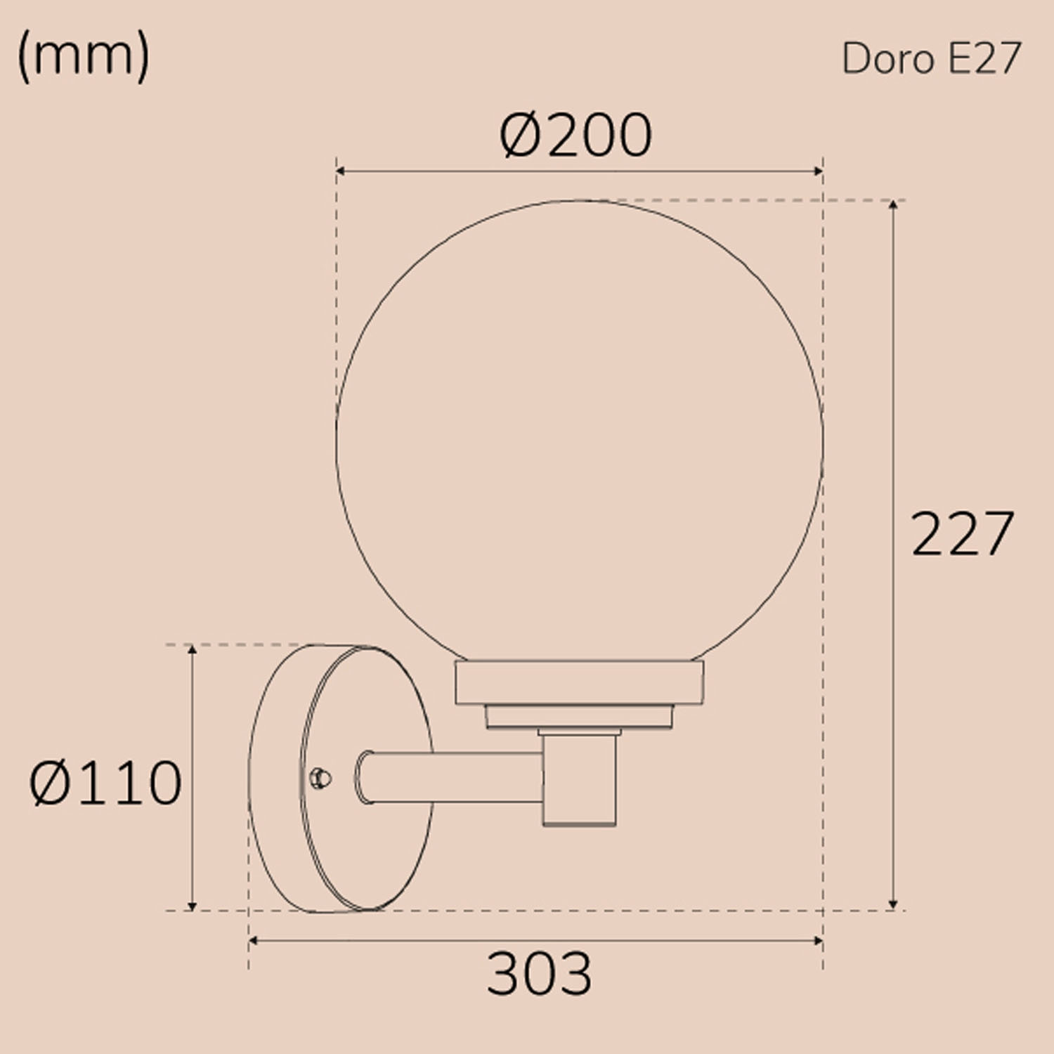 Doro Applique E27 douille IP44 Anthracite