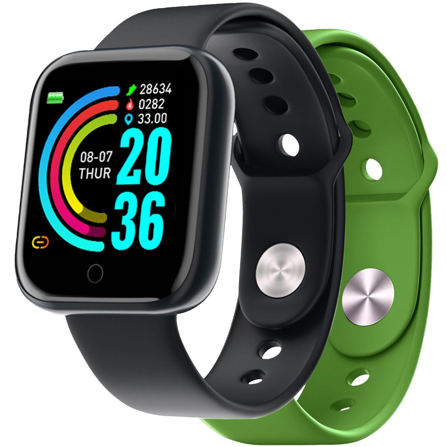 Trainerbeat Smartwatch com duas pulseiras Preto + Verde