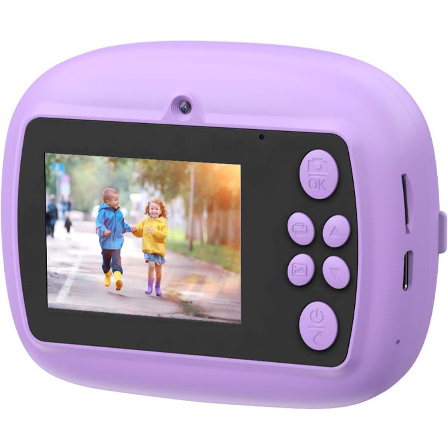 Câmera digital com função de impressão Roxa