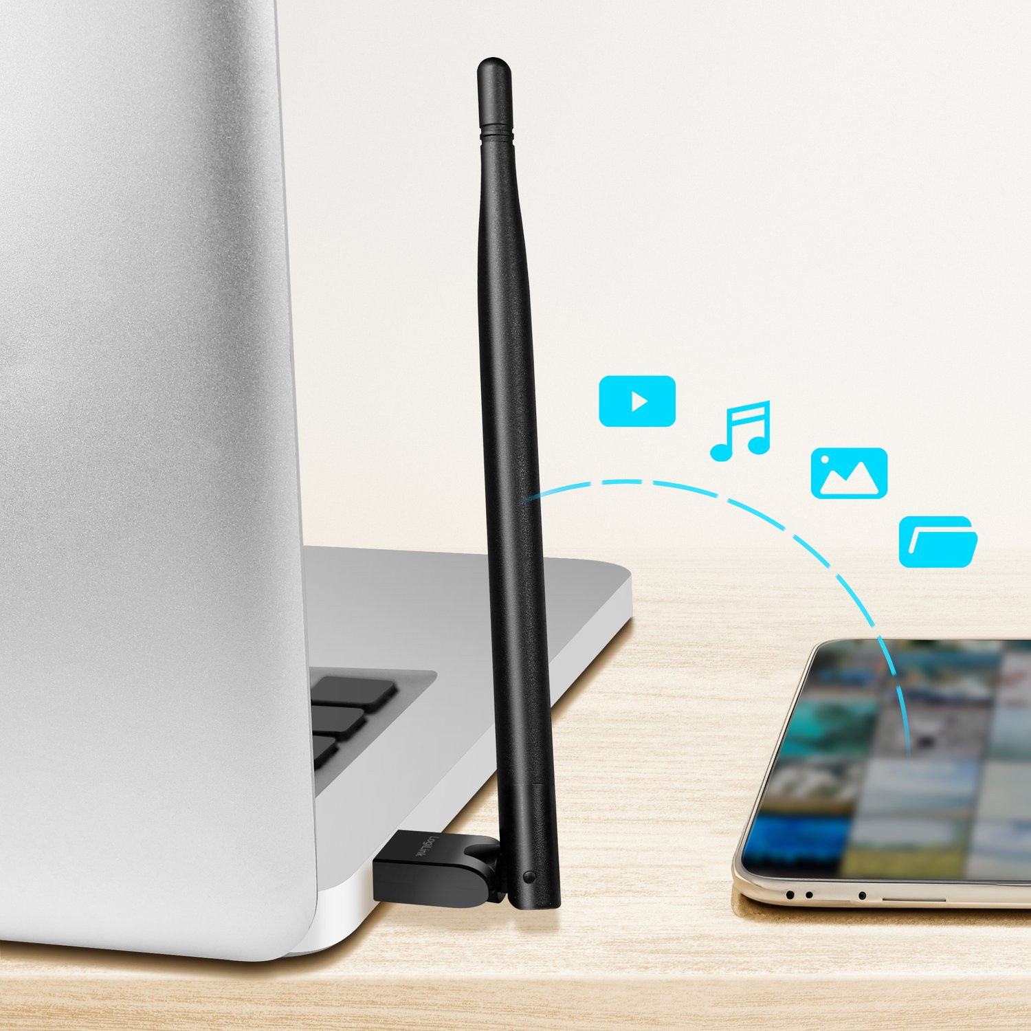 USB-adapter Bluetooth 5.3 met antenne 150 m