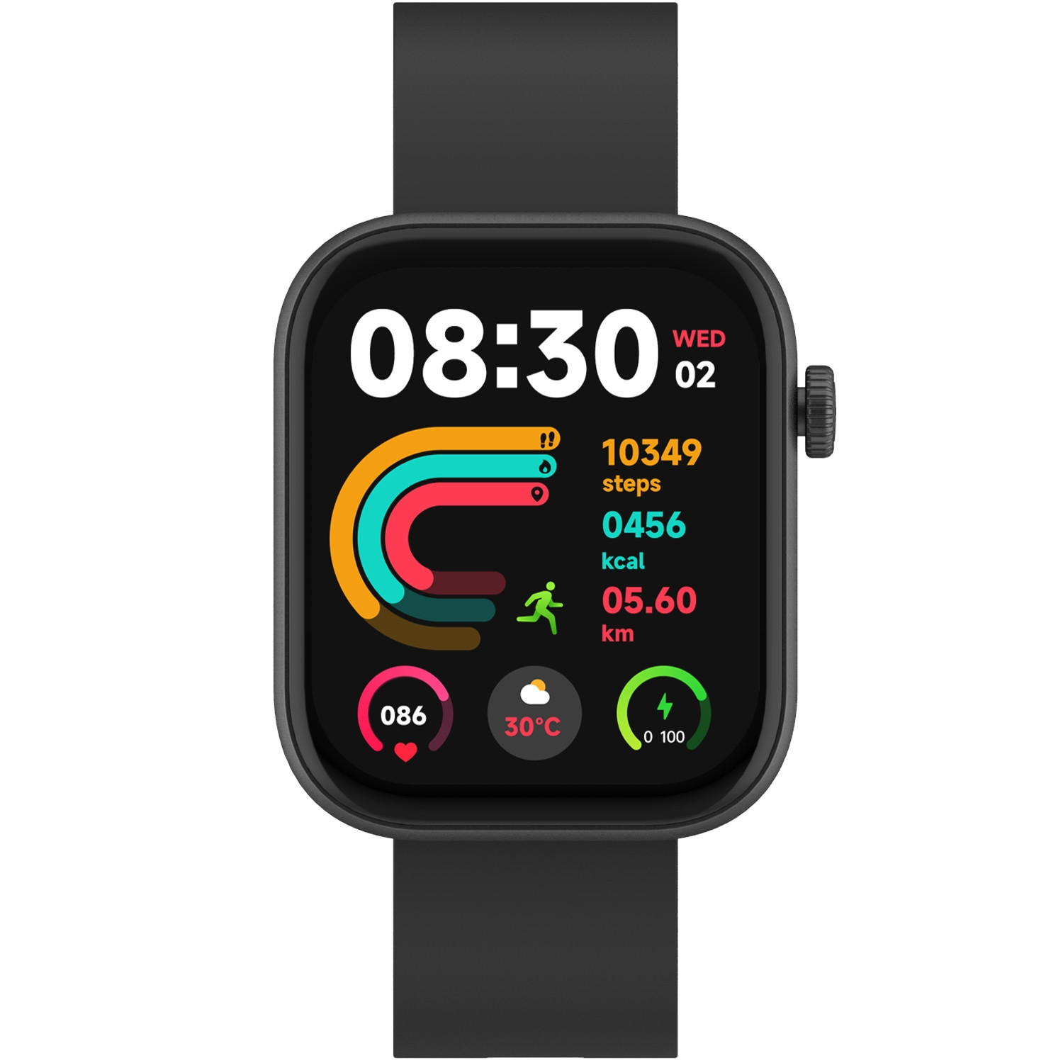 Montre connectée Bluetooth AMOLED noire