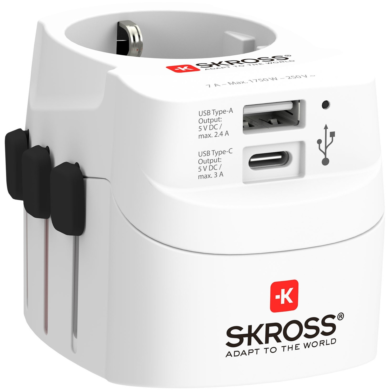 Wereldreisadapter PRO Light USB-A + USB-C