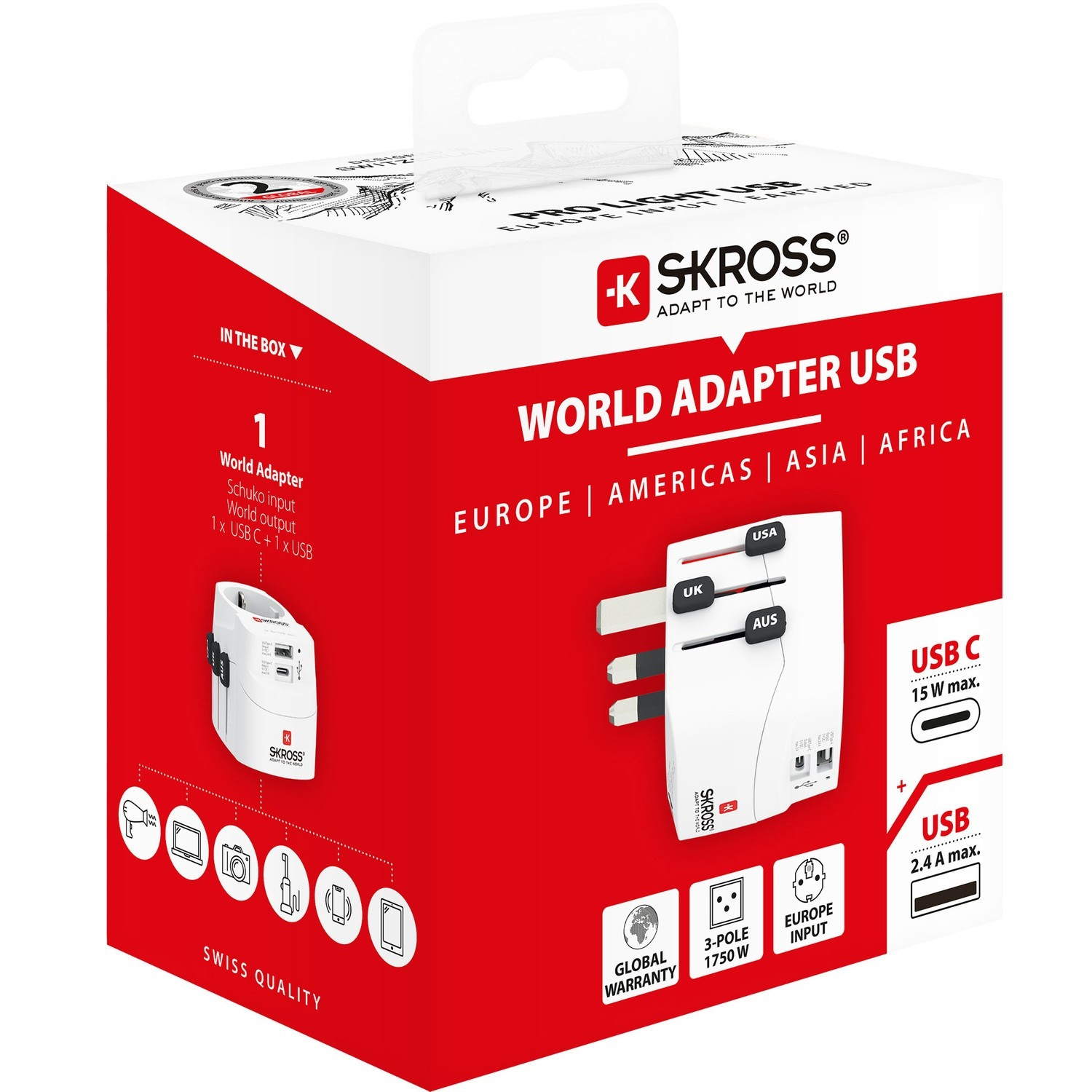 Wereldreisadapter PRO Light USB-A + USB-C