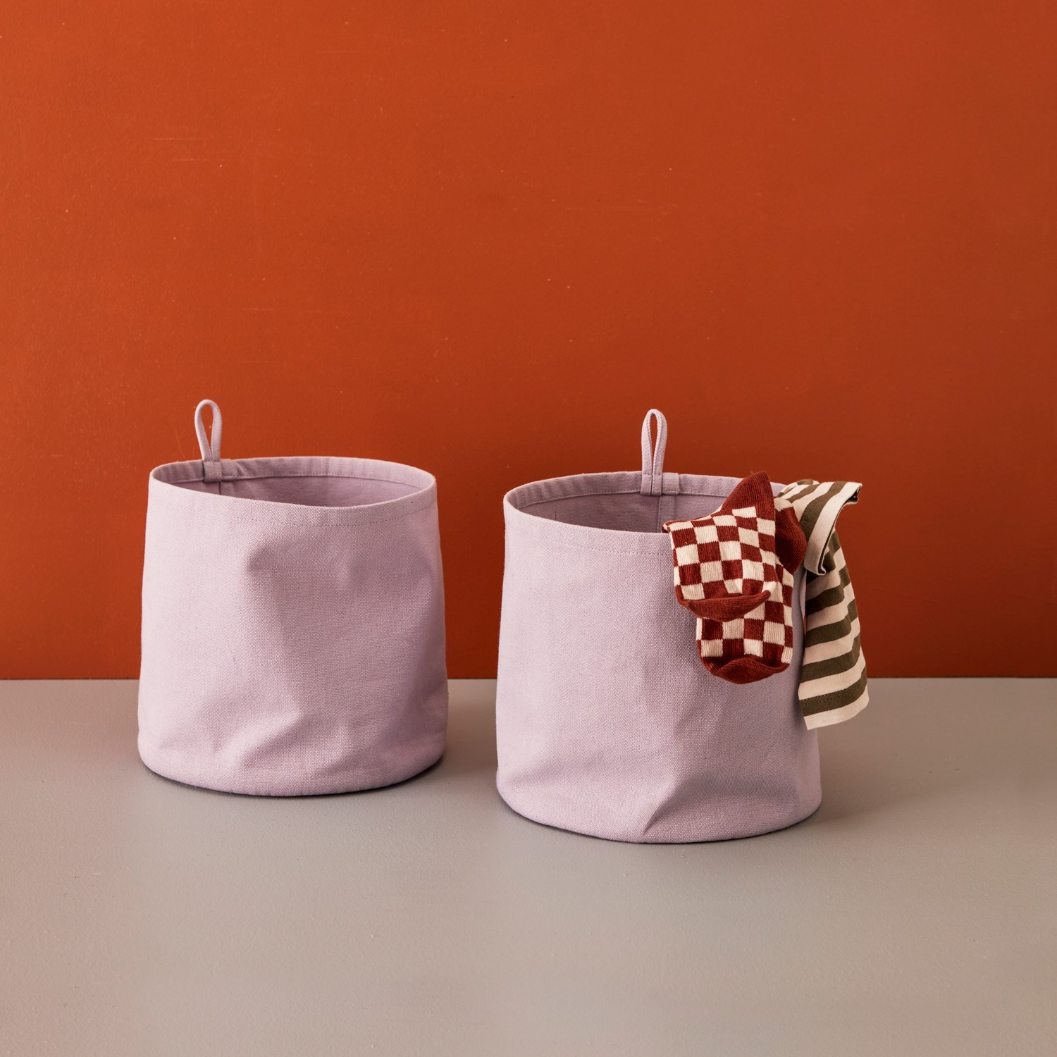Cylindre textile de rangement, pack de 2 violet