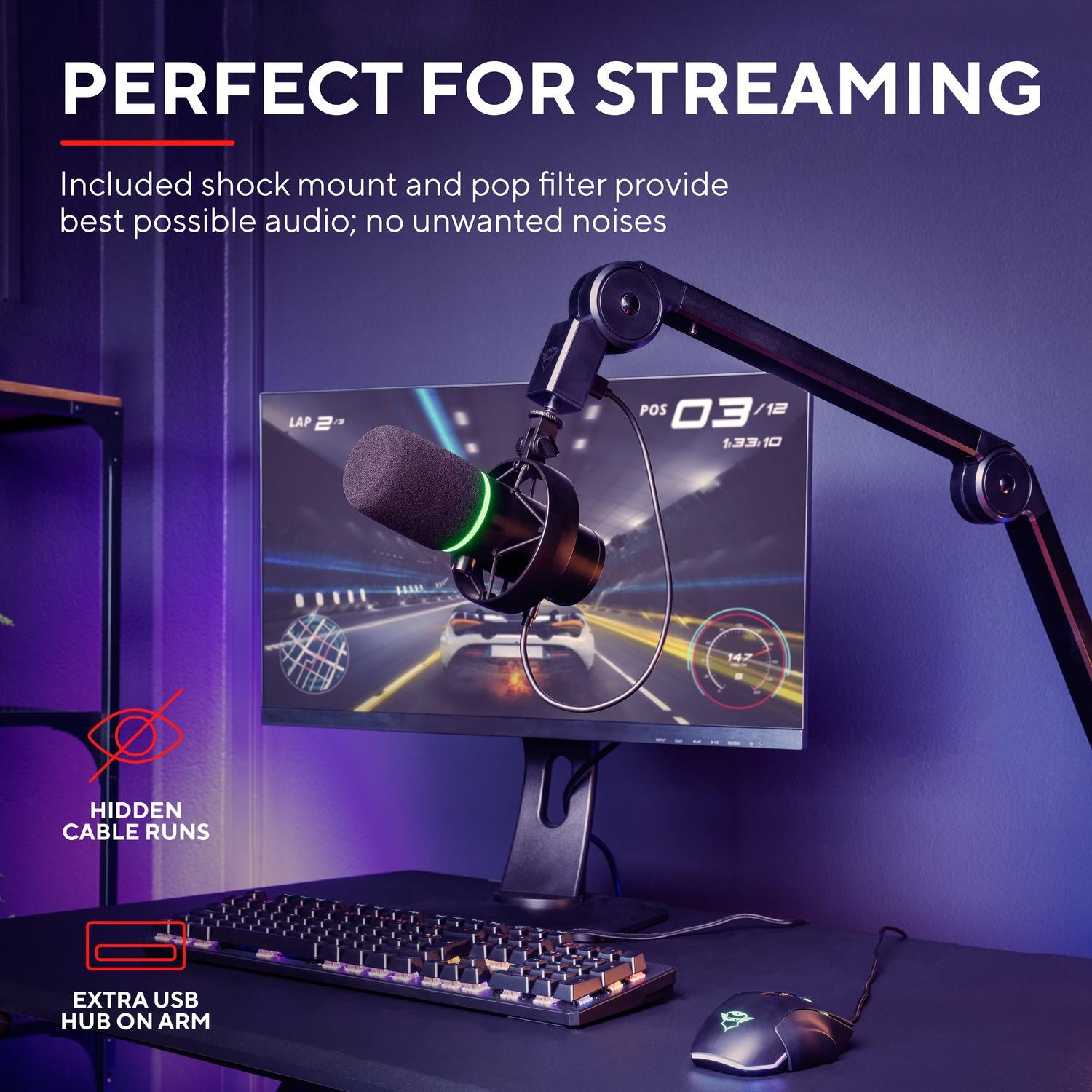 Microfone e braço GXT 255+ Onyx