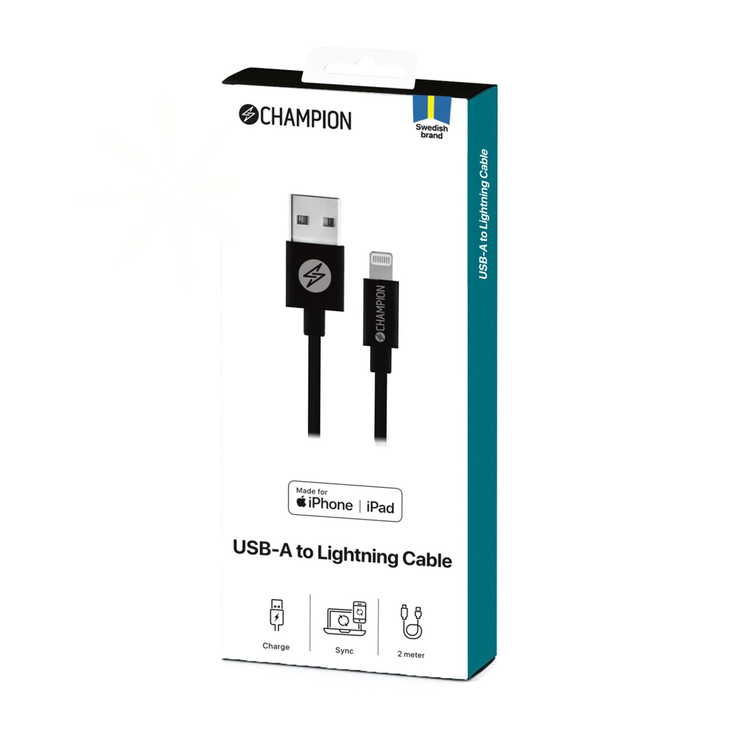 Câble USB-A vers Lightning 2m Noir