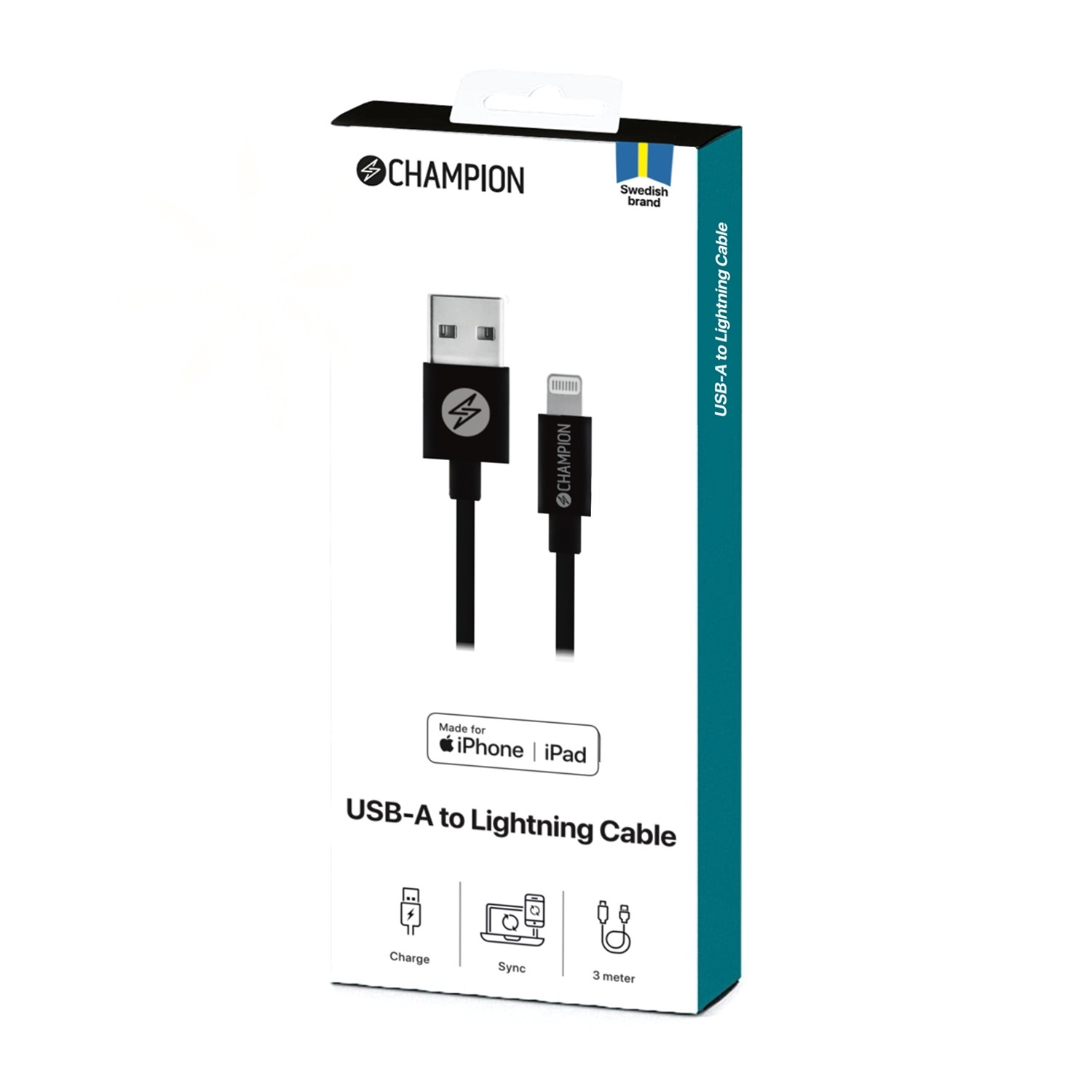 Câble USB-A vers Lightning 3m Noir