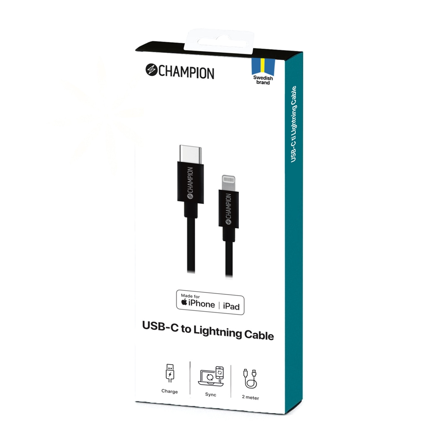 Câble USB-C vers Lightning 2m Noir