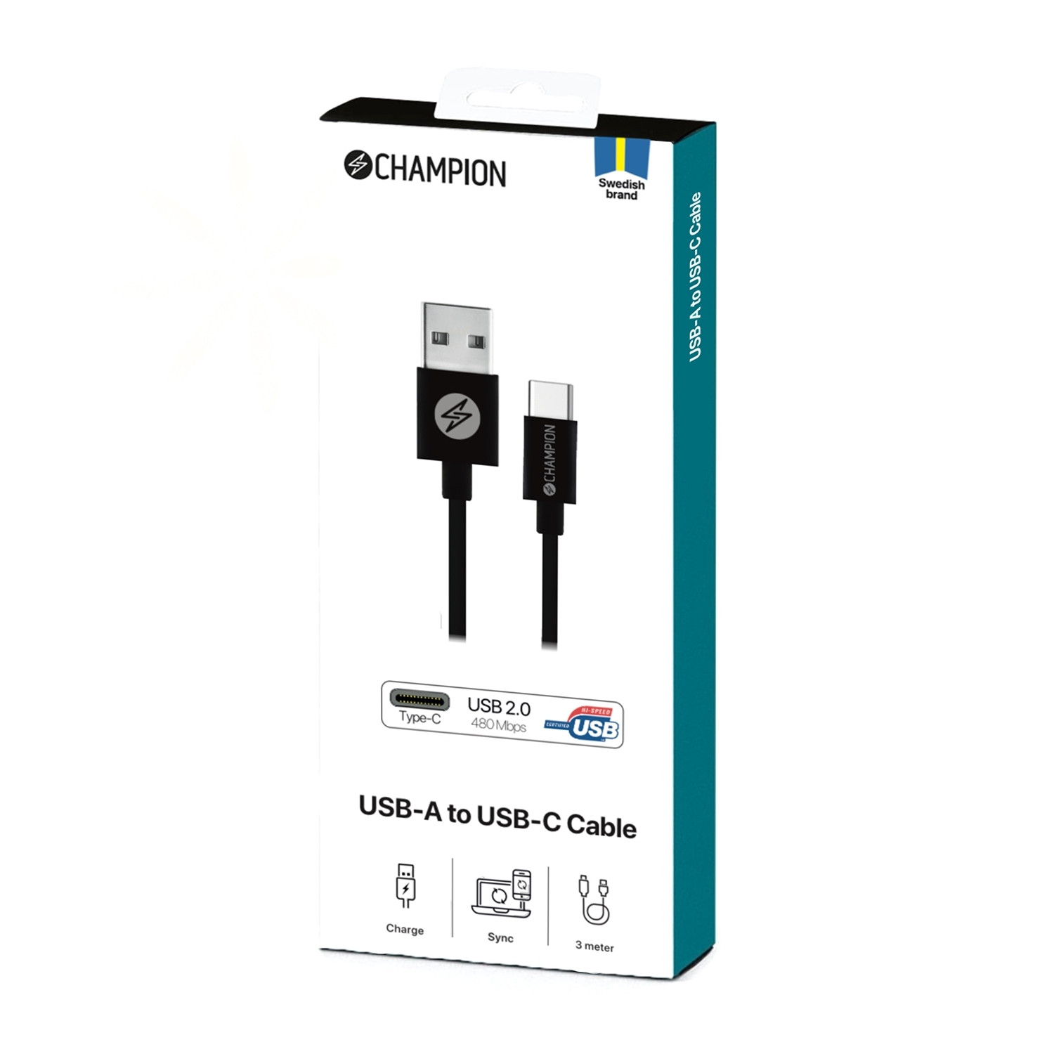 Cable USB-A a USB-C 3m Negro