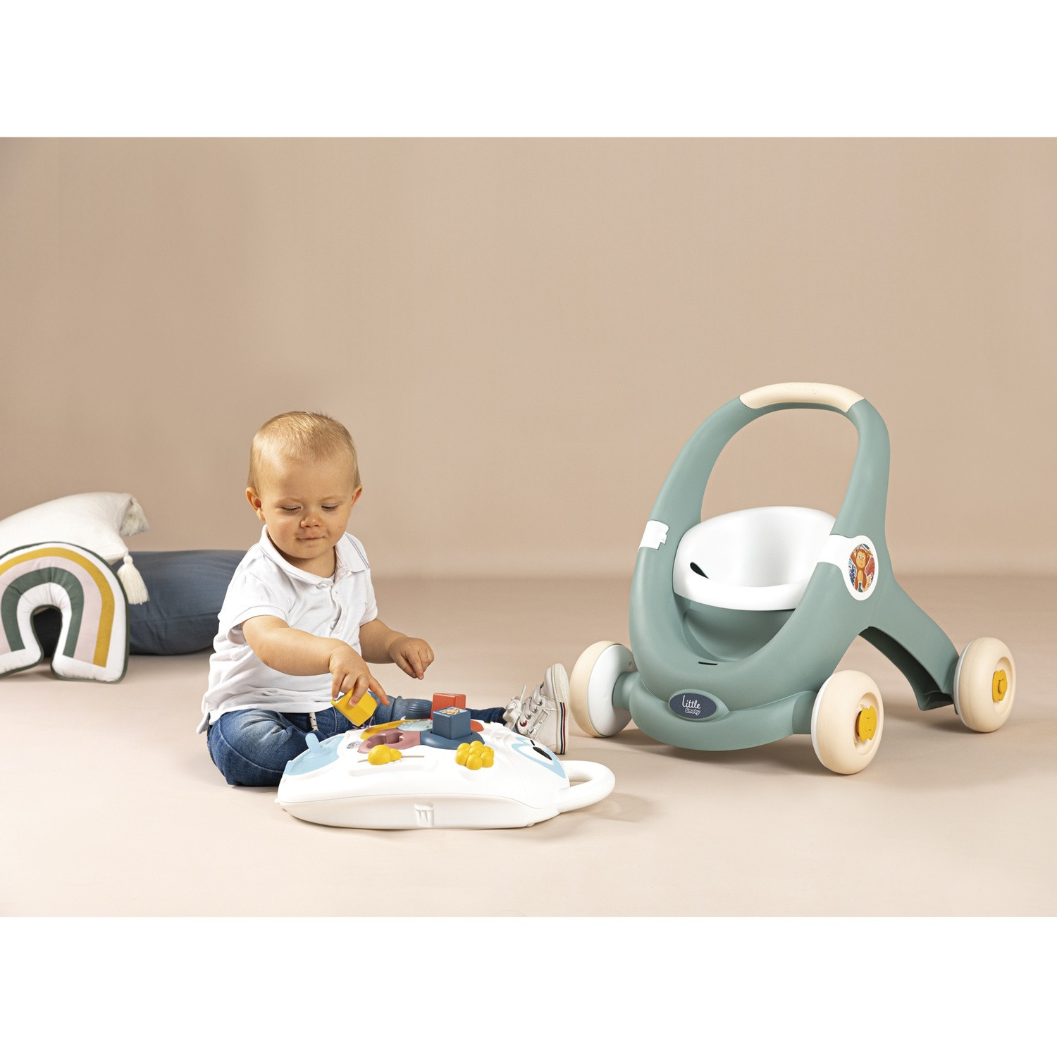 3-in-1 leer-loopwagen