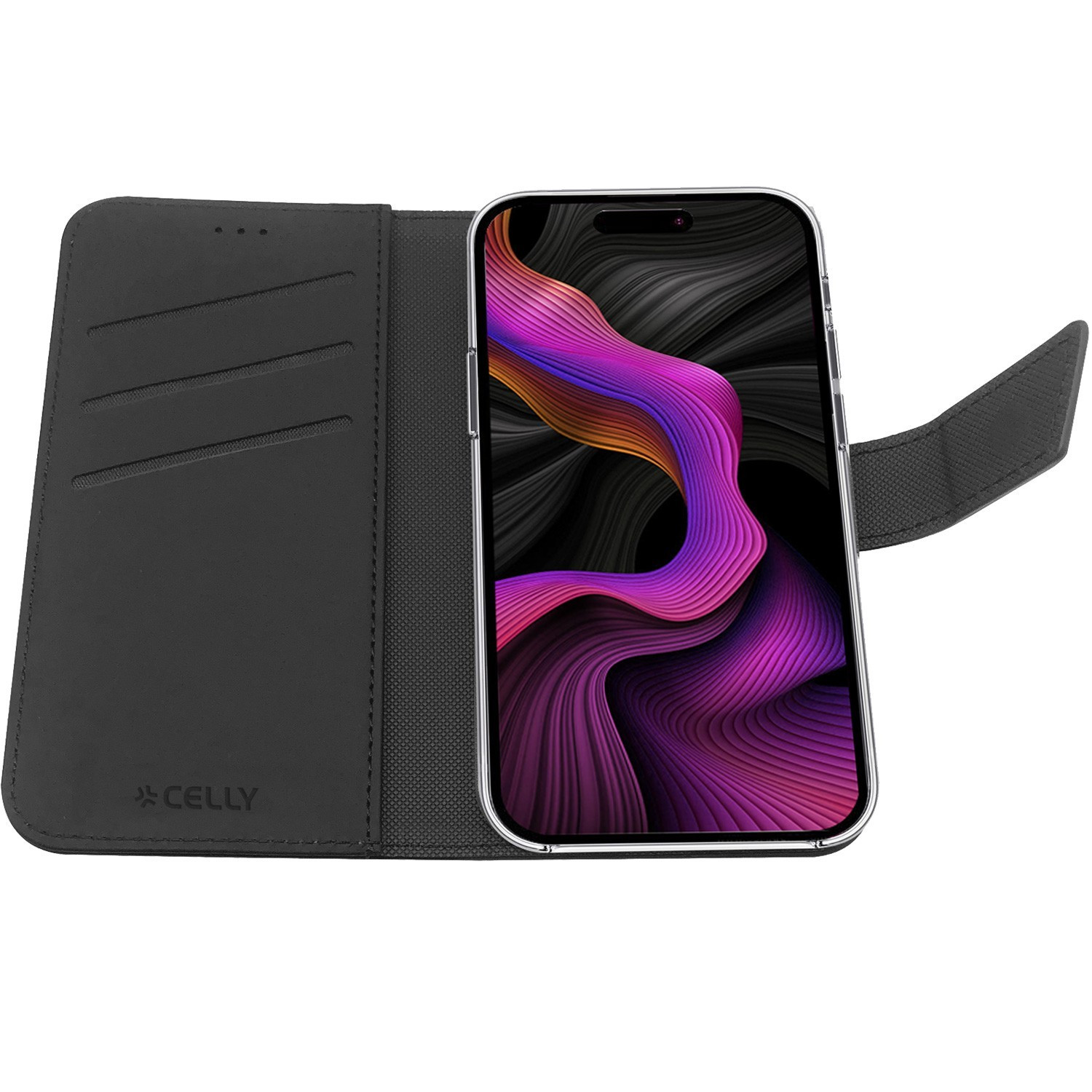 Wally Wallet Case iPhone 15 Plus Black
