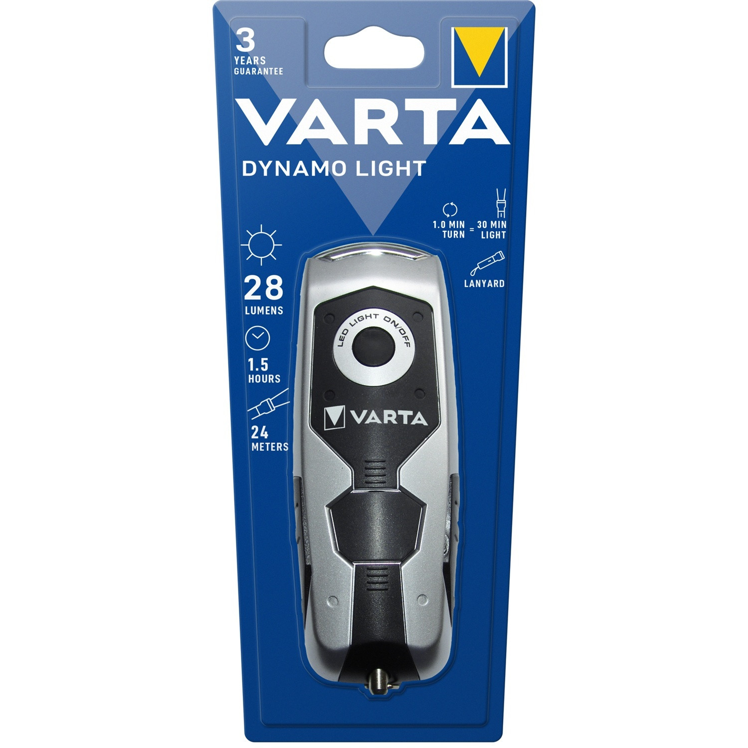 Lanterna Dynamo Light Crank 28 lm prateada