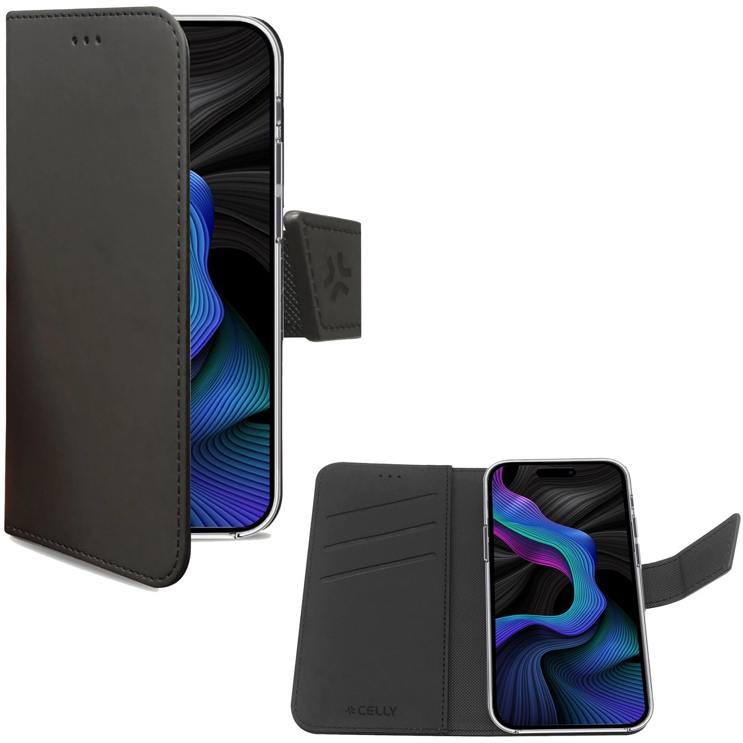 Wally Wallet Case iPhone 15 Schwarz