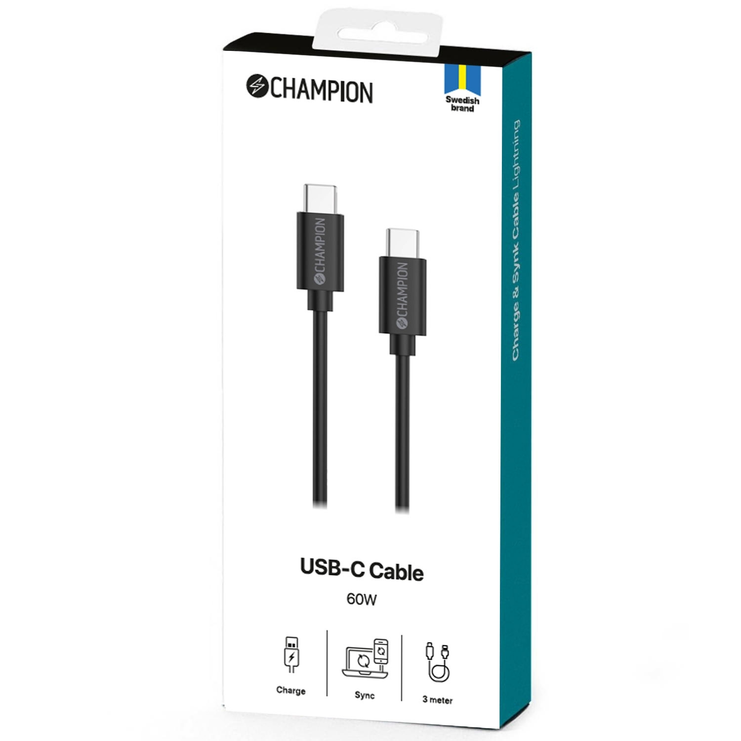Câble USB-C 60W 3m Noir