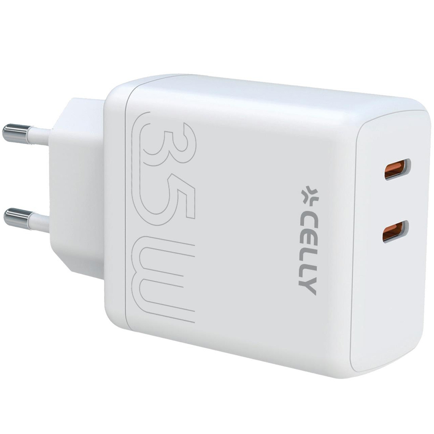 USB-lader 2 x USB-C PD 35W Wit