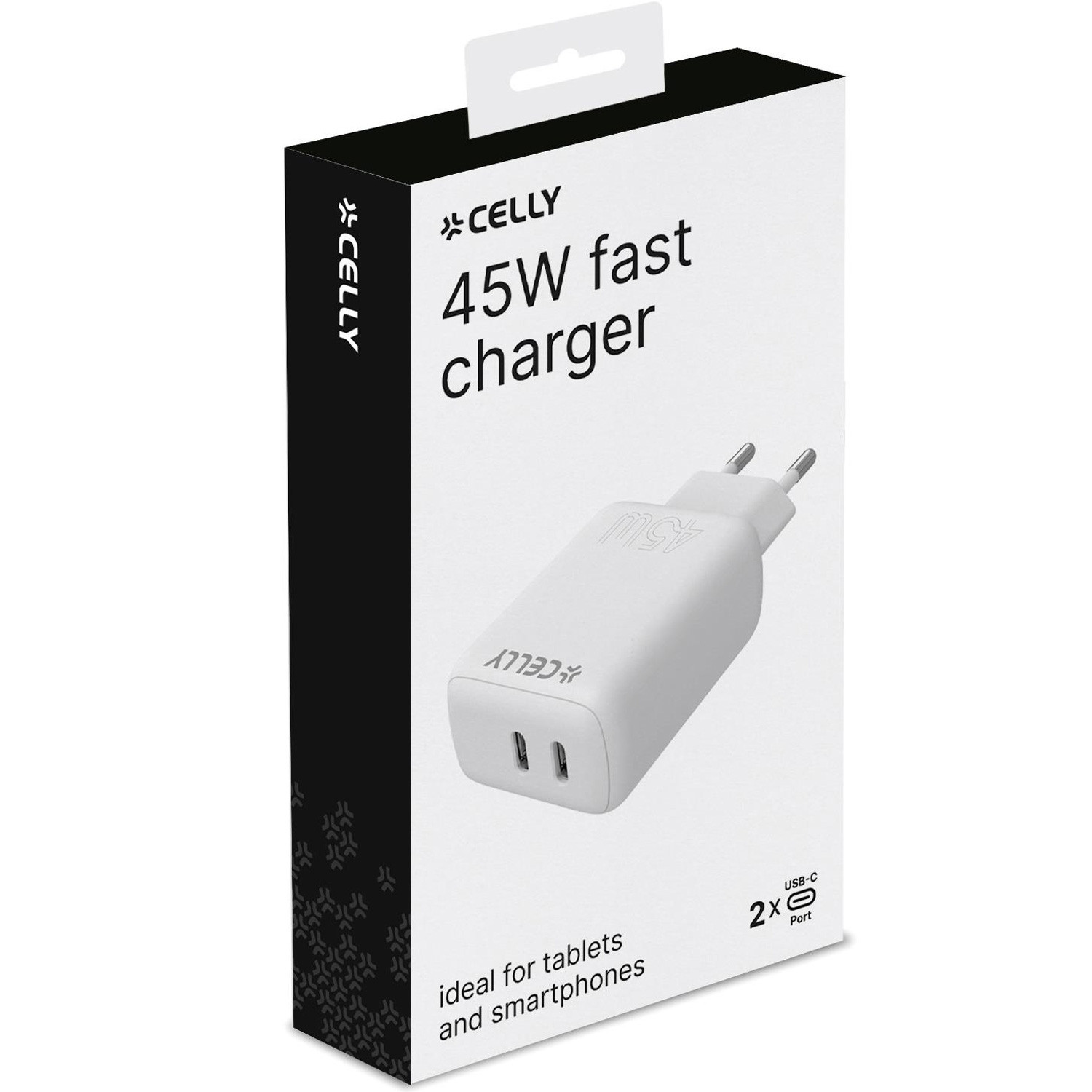 USB-lader 2 x USB-C PD 45W Wit