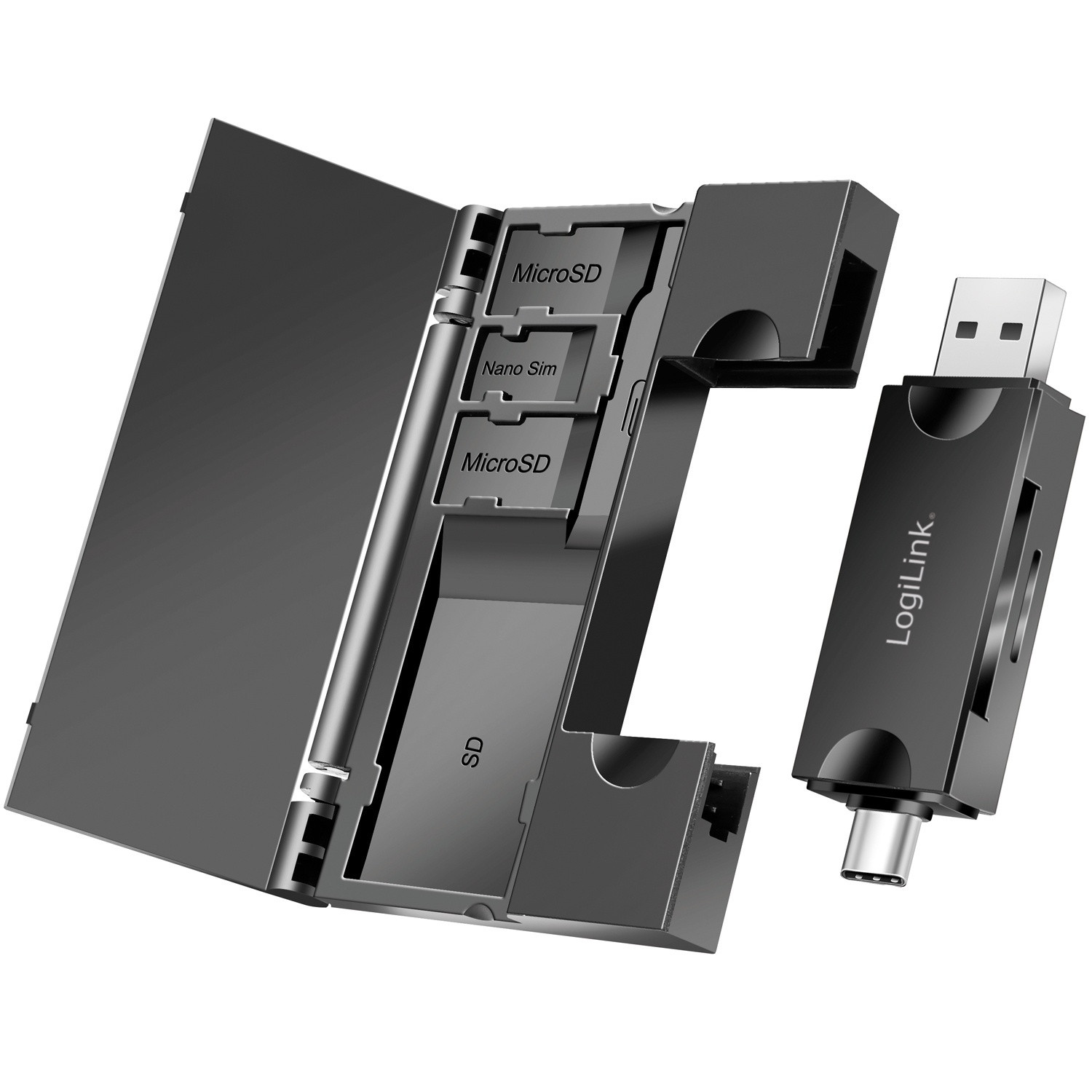 Memory card reader USB-C + USB-A MicroSD - and SD card incl. storage