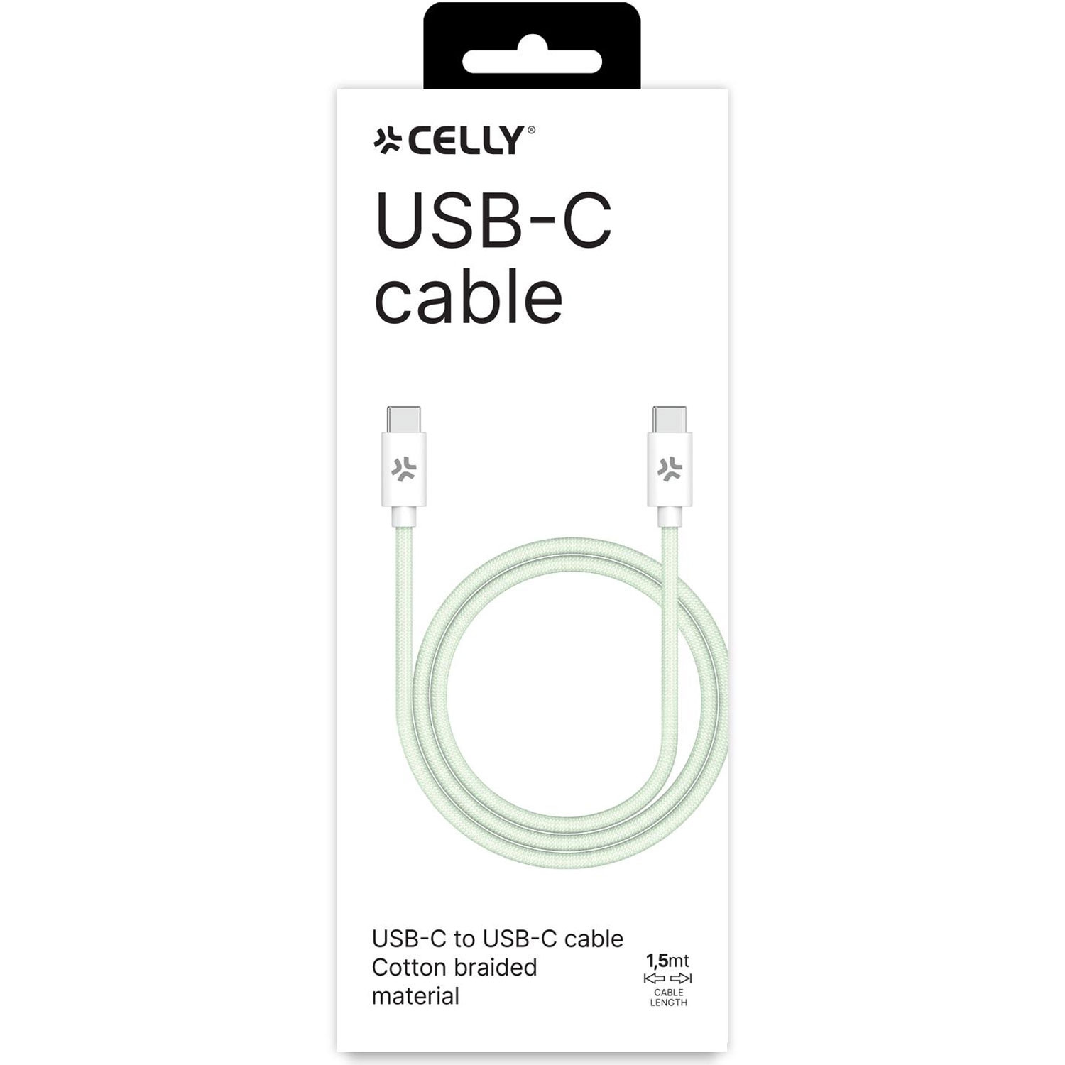 Cable USB-C - USB-C 60W 1,5 m Verde