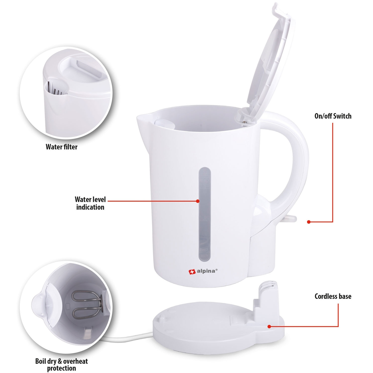 Bouilloire 1,7 Litre Blanc