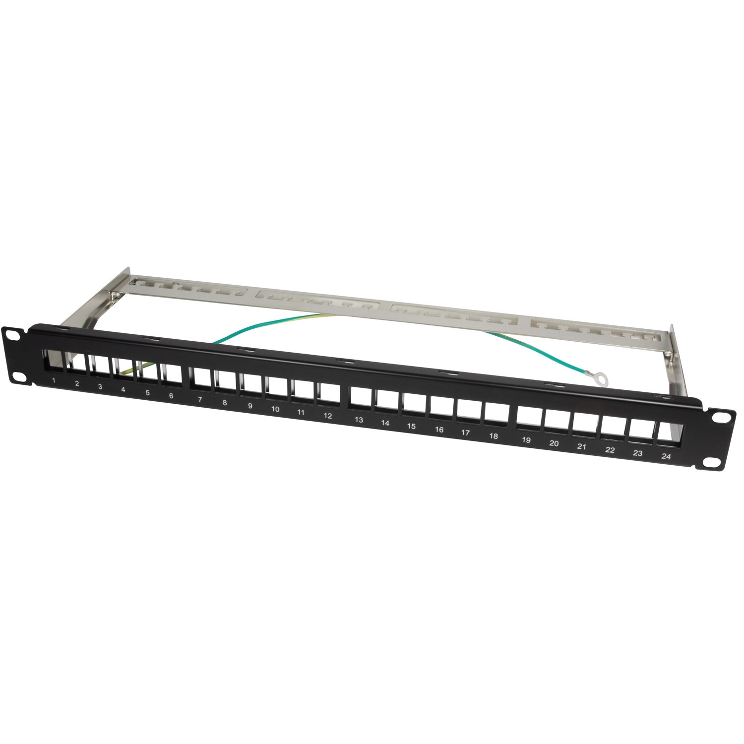 Patch panel per 24 prese Keystone per rack 19" U1 Nero
