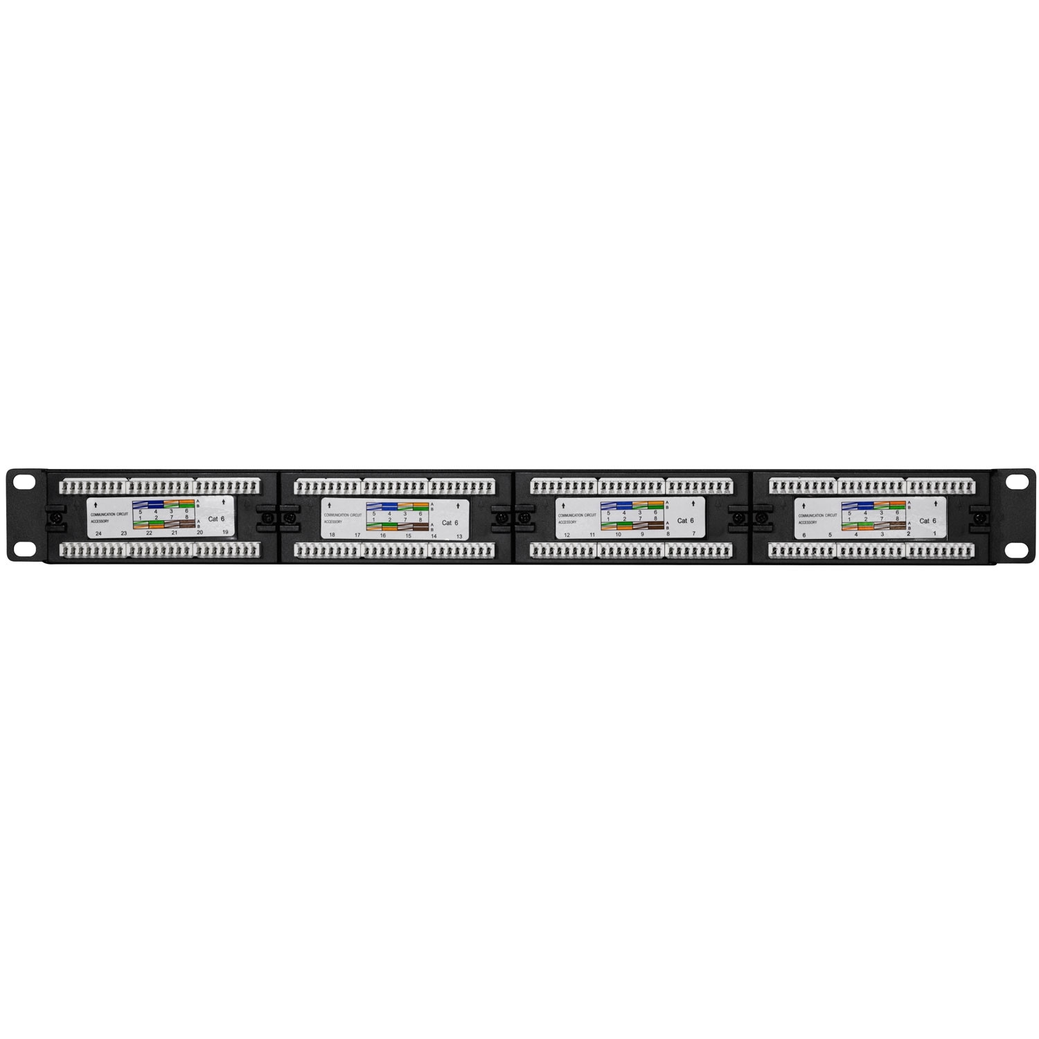Patch panel 24 puertos Cat6 para rack 19" U1 Negro