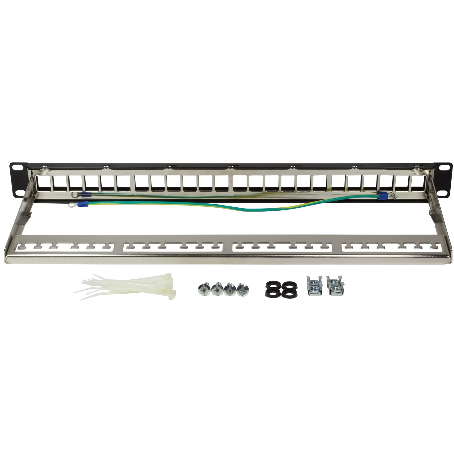 Patch panel para 24 tomadas Keystone para rack 19" U1 Preto