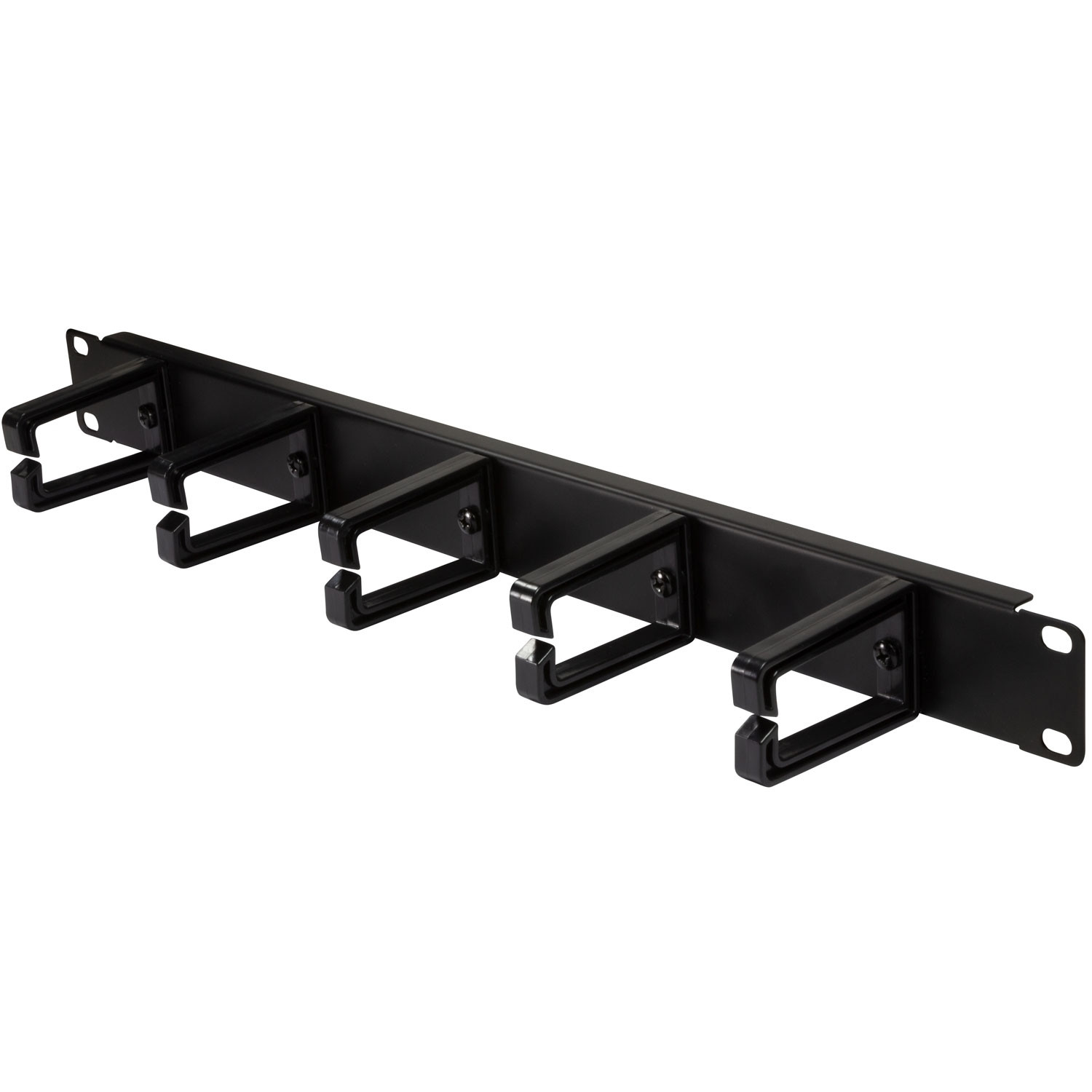 19" cable panel with 5 rotatable brackets U1 Black