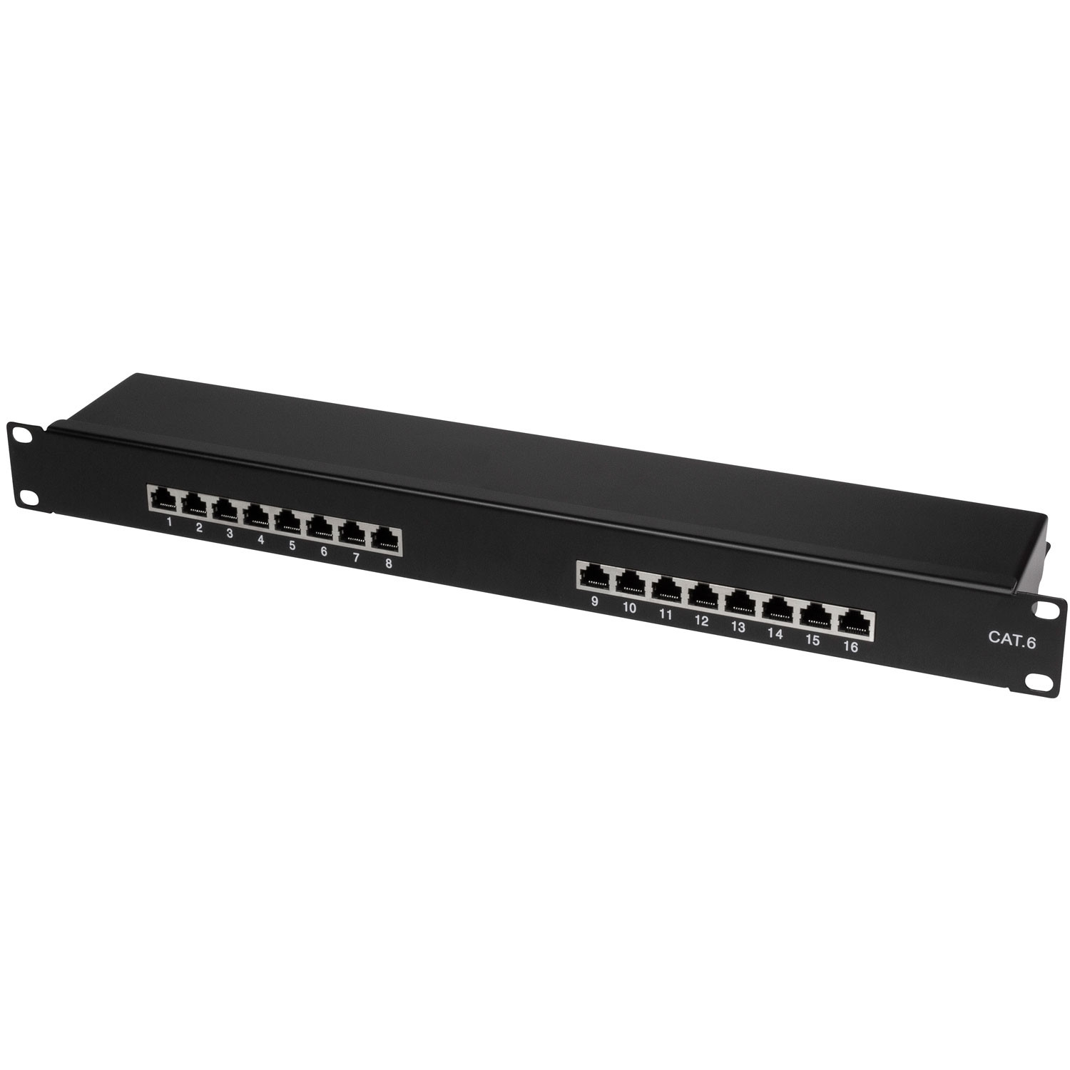 Patch panel 16 puertos Cat6 para rack 19" U1 Negro