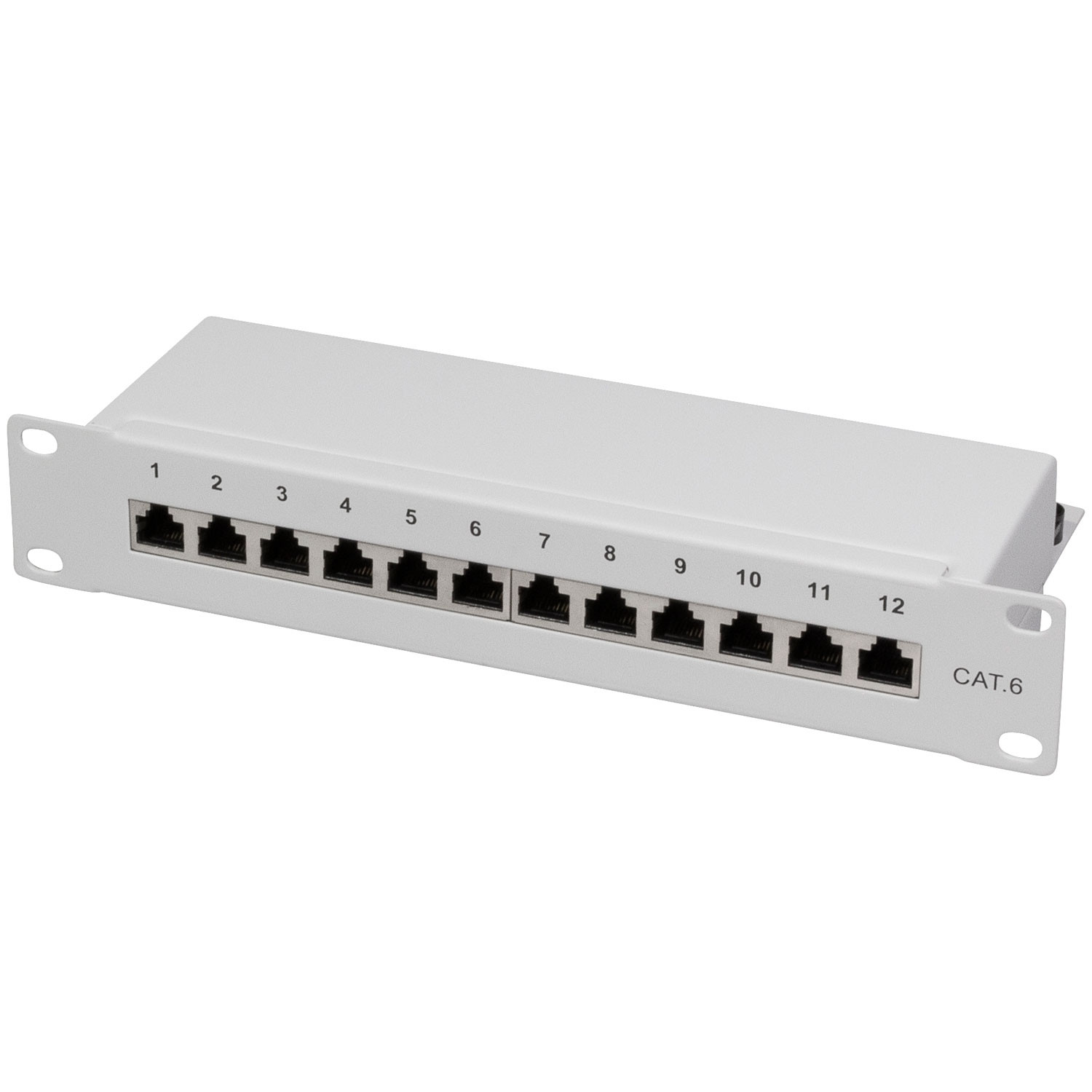 Patch panel 12 puertos Cat6 para rack 10" U1 Gris