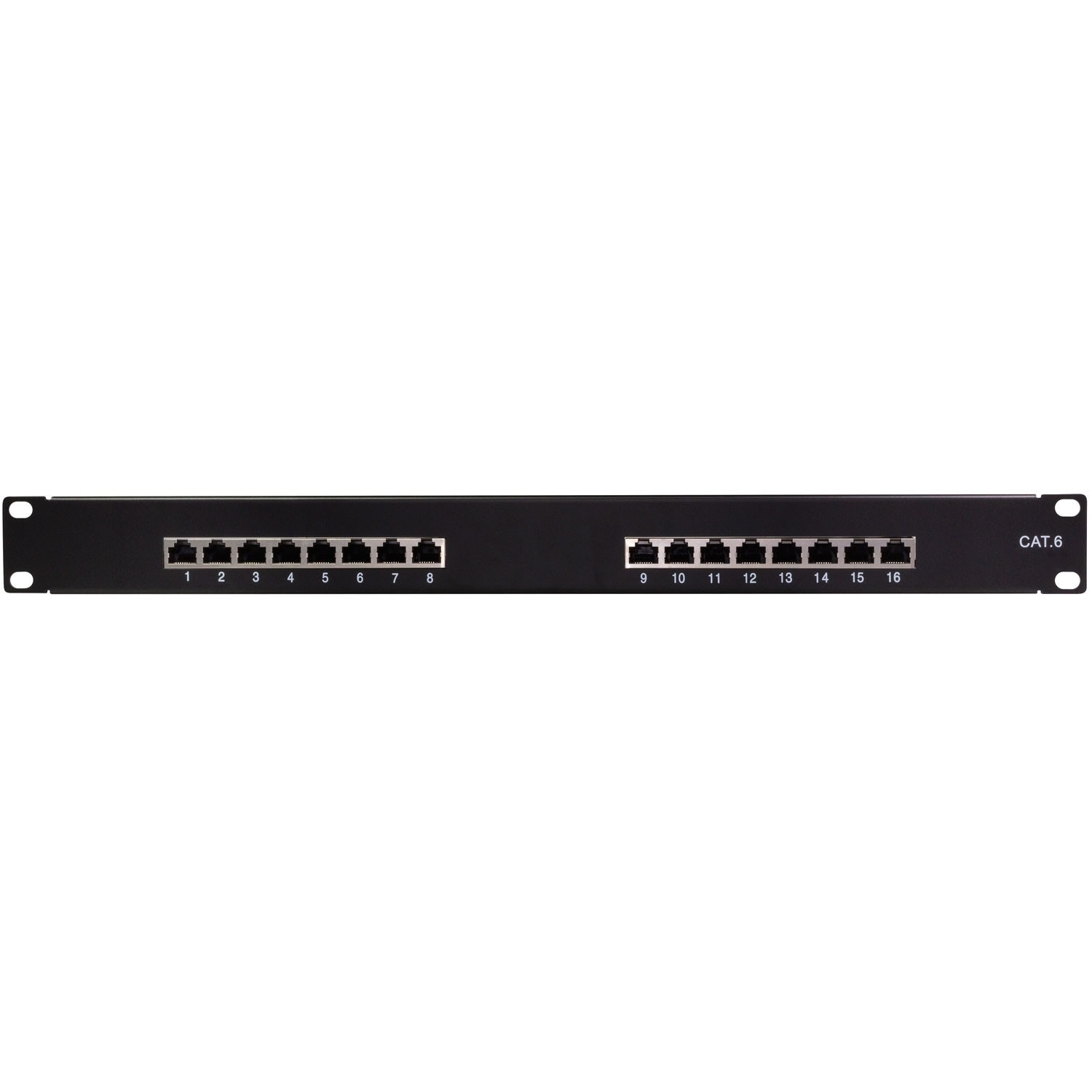 Patch panel 16 puertos Cat6 para rack 19" U1 Negro