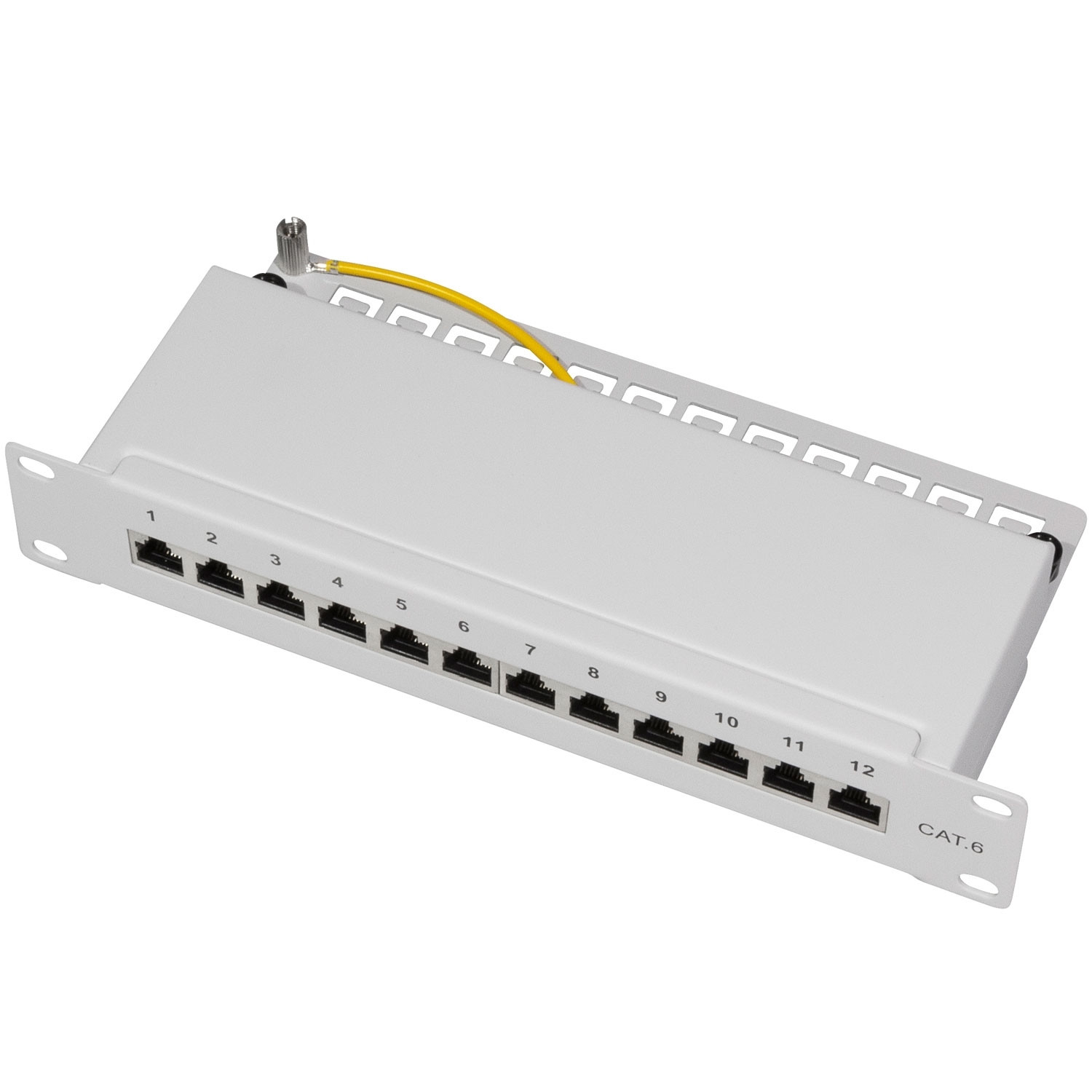 Patch panel 12 porte Cat6 per rack 10" U1 Grigio