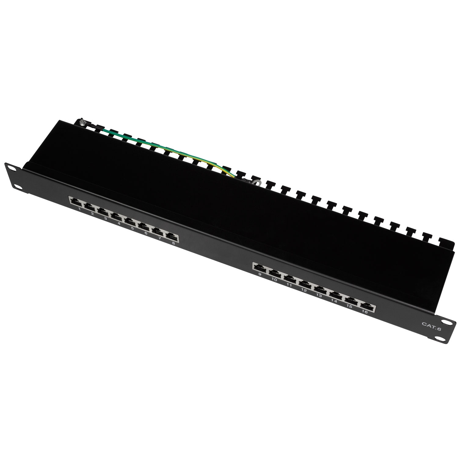 Patch panel 16 portov Cat6 pre 19" rack U1 Black