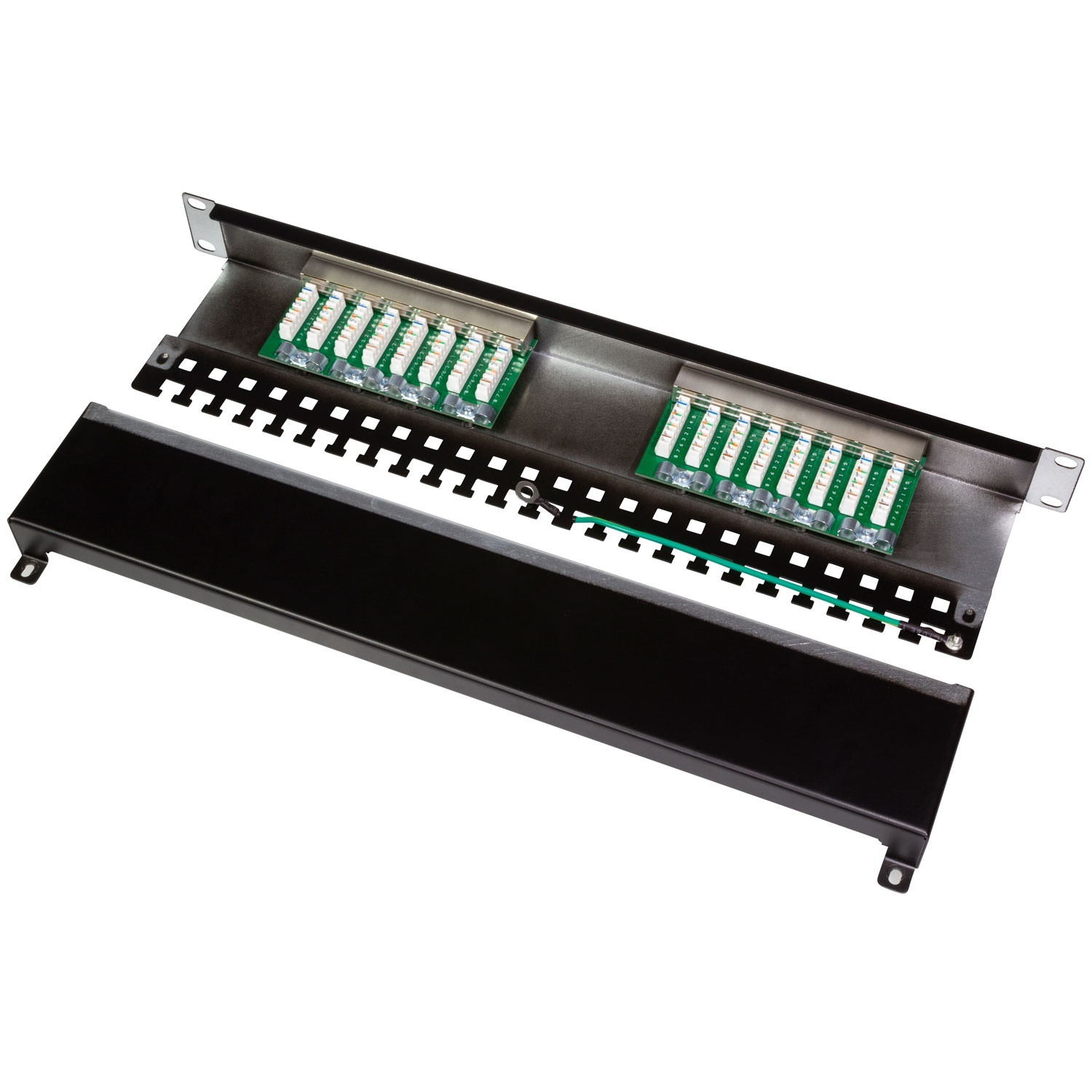 Patch panel 16 puertos Cat6 para rack 19" U1 Negro
